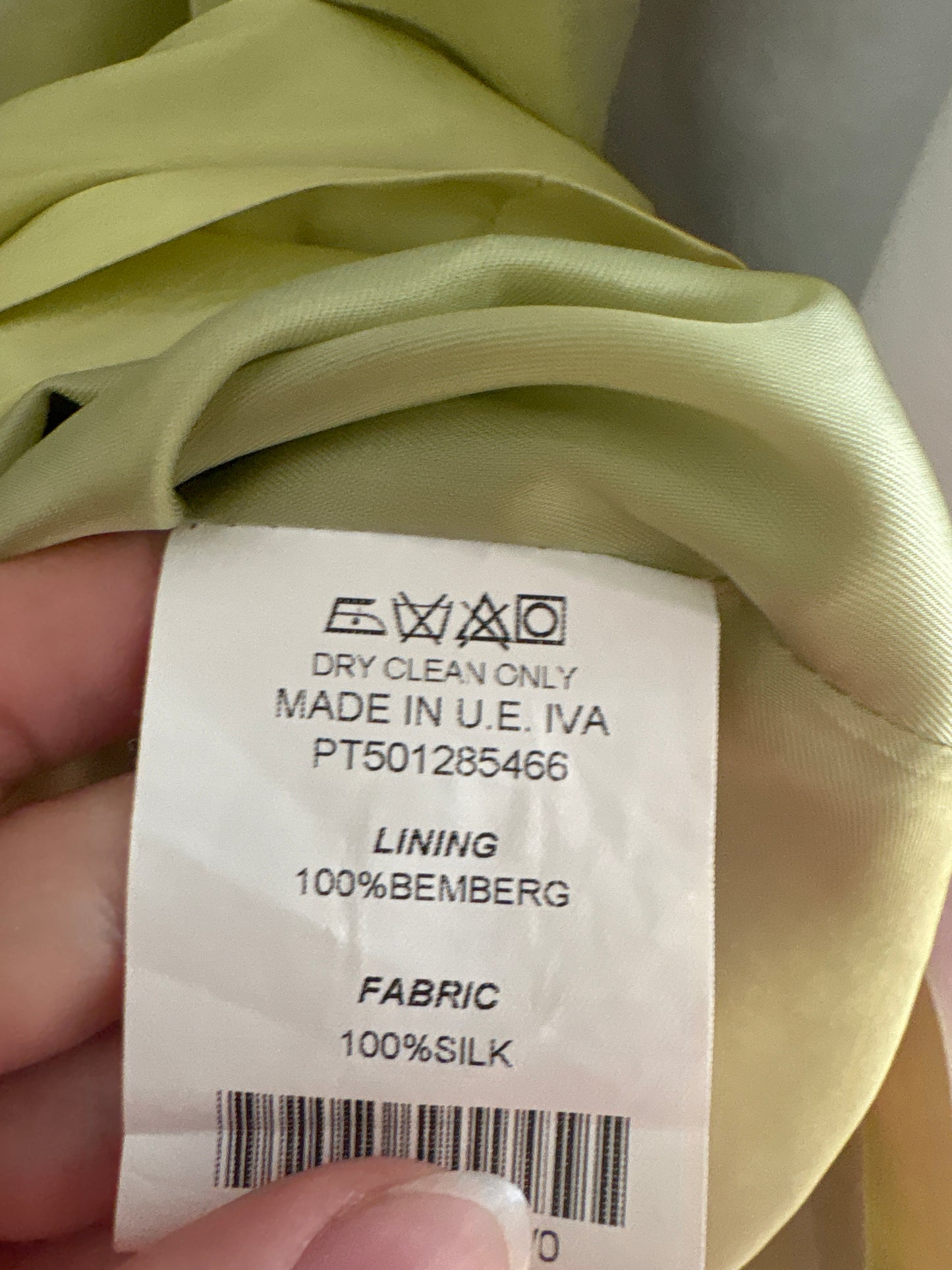 Rochie din mătase naturală dupioni verde crud cu dantelă macrame