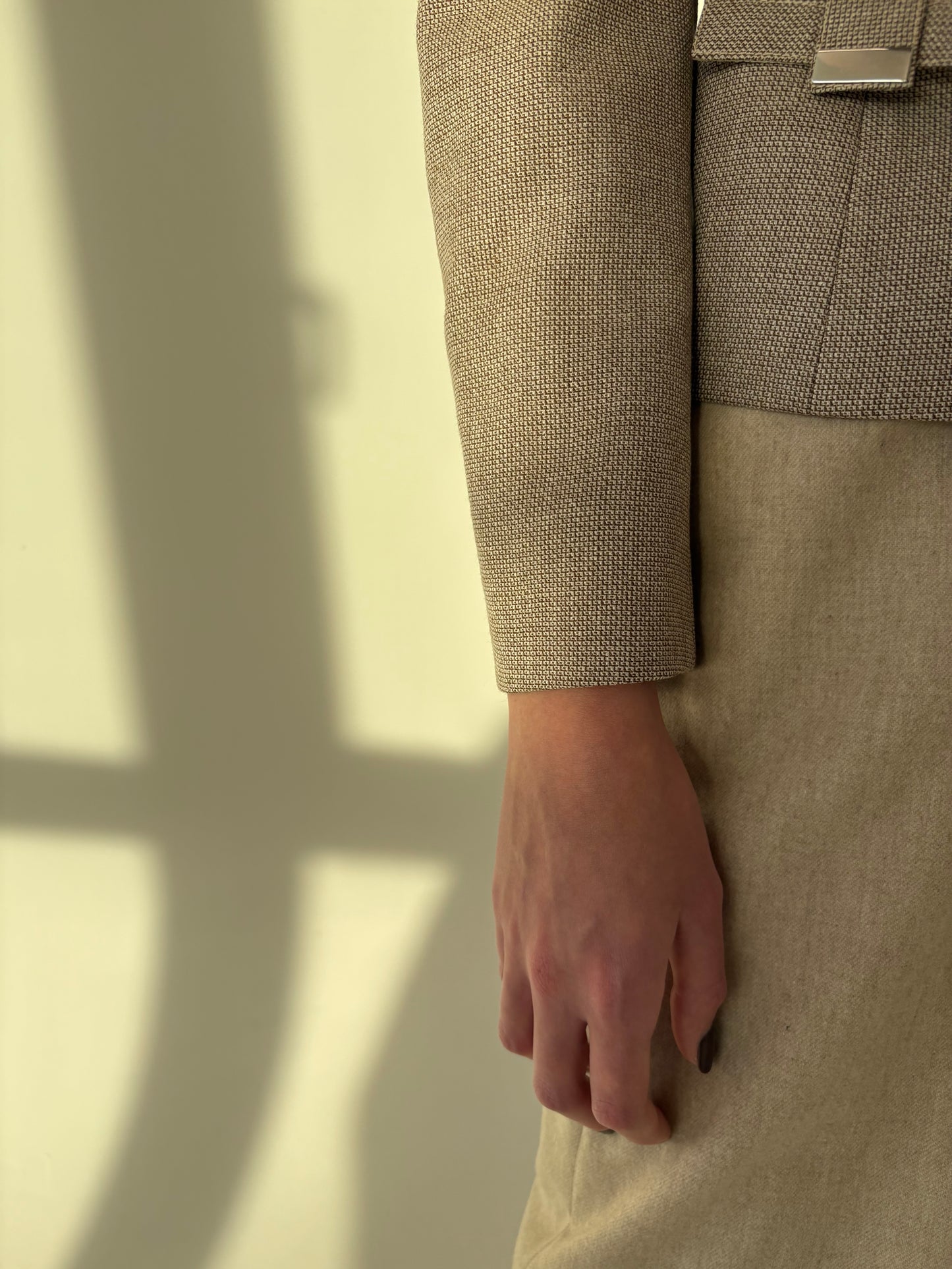 Sacou old vintage anii 70 din stofă structurată de lana și mătase naturală