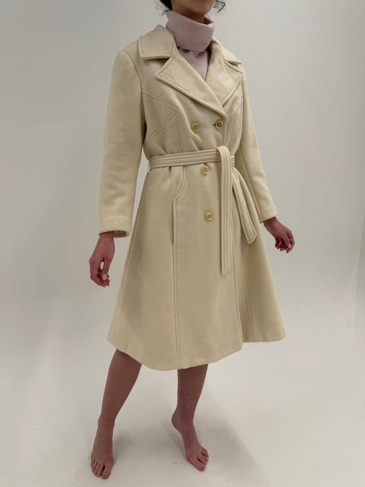 Palton old vintage anii 70 cu cordon din lana extrafina in stil Dior