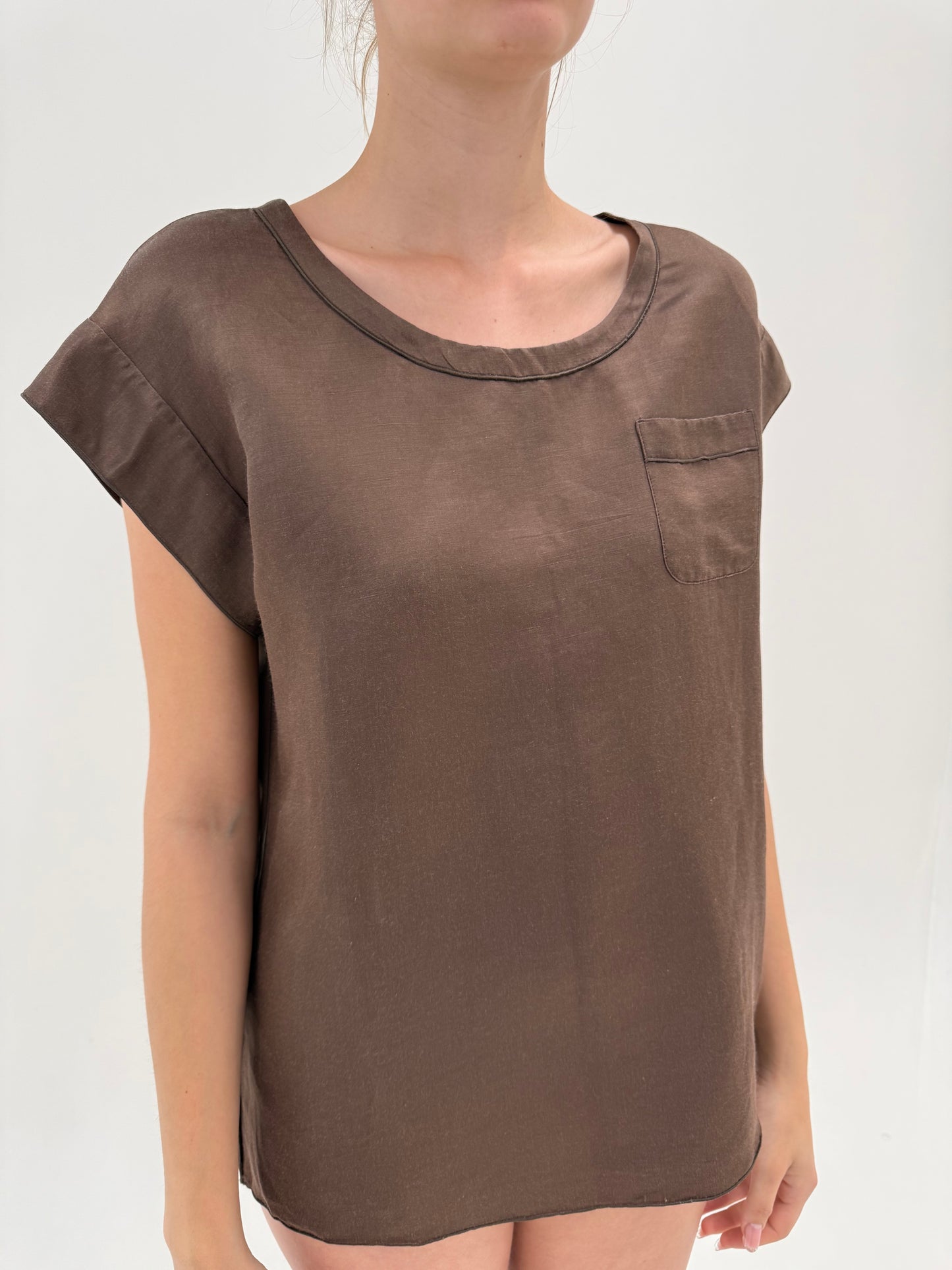 Top Marc Jacobs chocolate brown din in, mătase naturală și bumbac