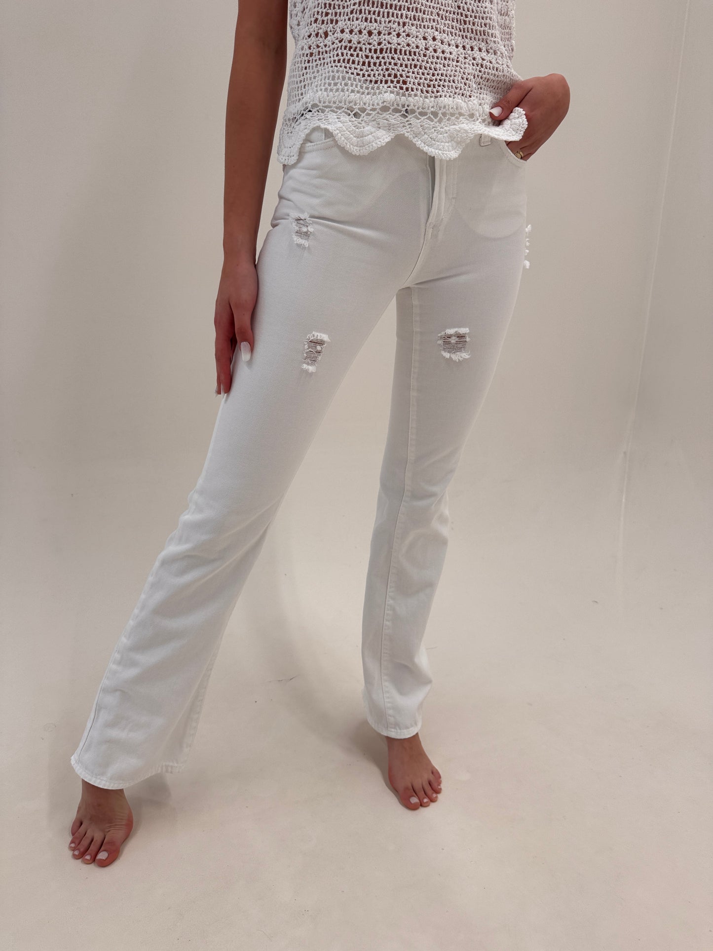 Jeans Dolce&Gabbana tall de vată în croi ușor evazat