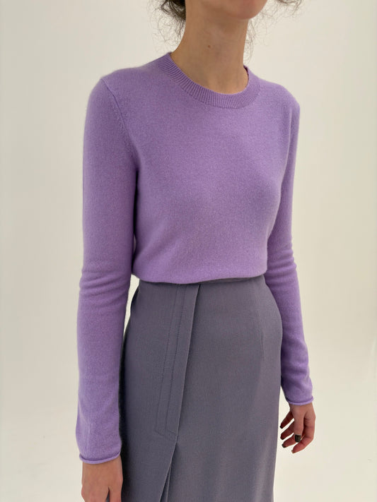 Pulover ușor cambrat lavandă tall din cașmir multiply