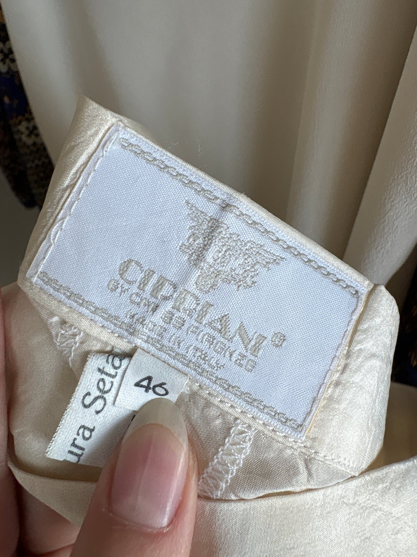Pantaloni de brand luxury Cipriani din mătase naturală dupioni butter white