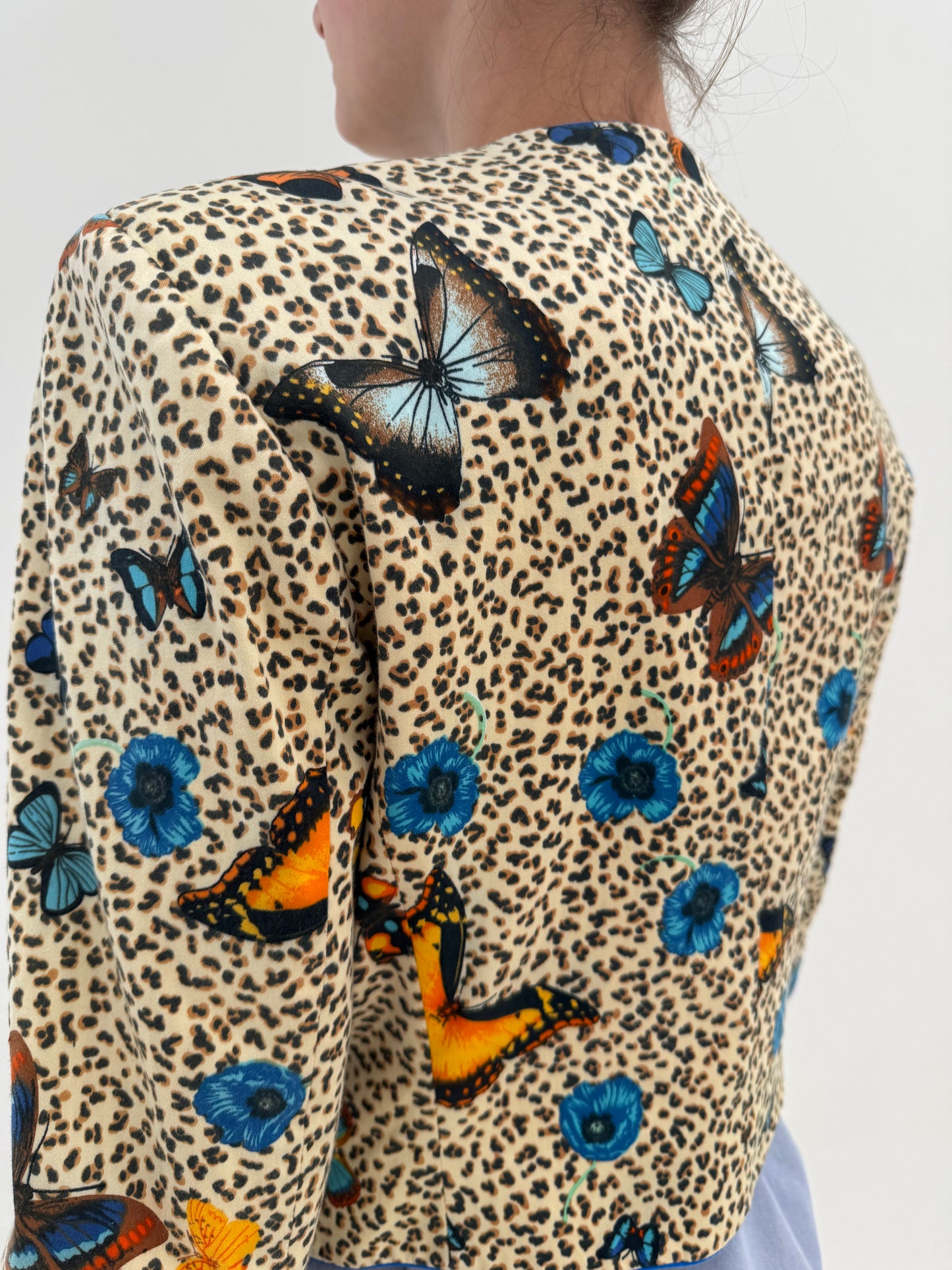 Sacou vintage luxury Kenzo cambrat camel cu print superb