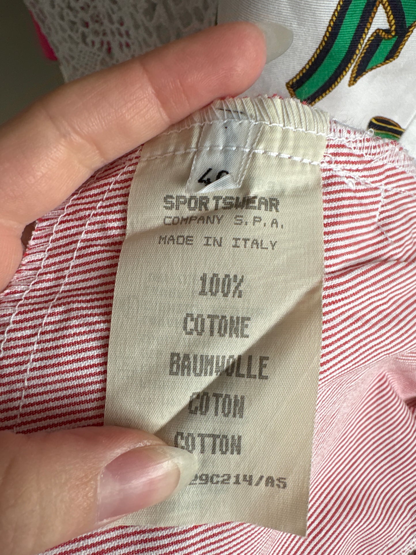 Fustă vintage Fendi de arhivă nouă cu etichetă cu dungi fine roșii din bumbac