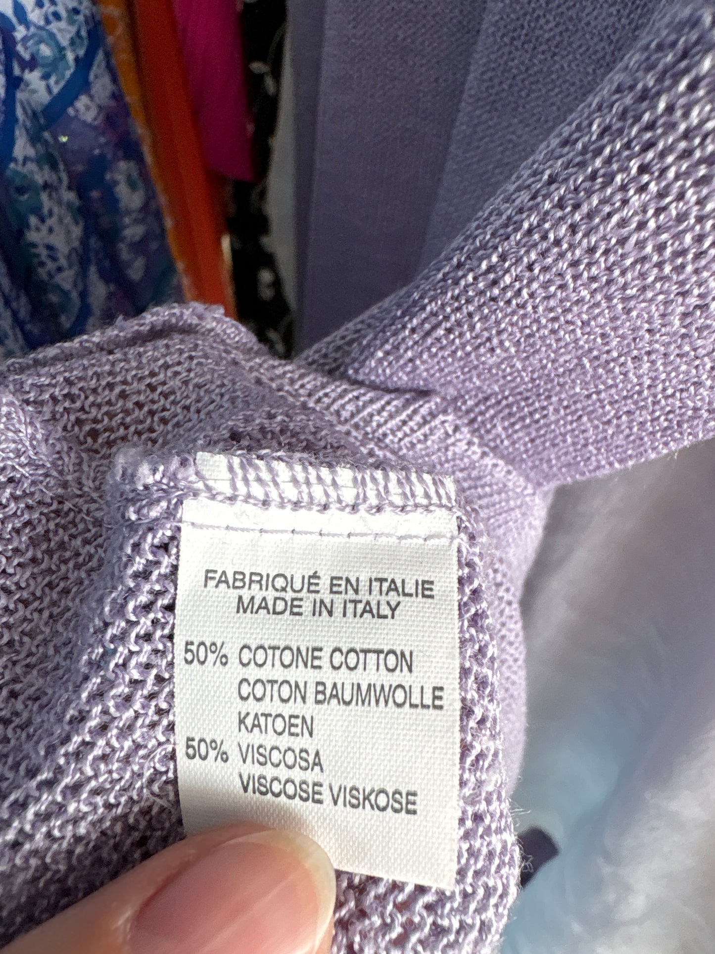 Top vintage italian vaporos lavandă din jerse de vară