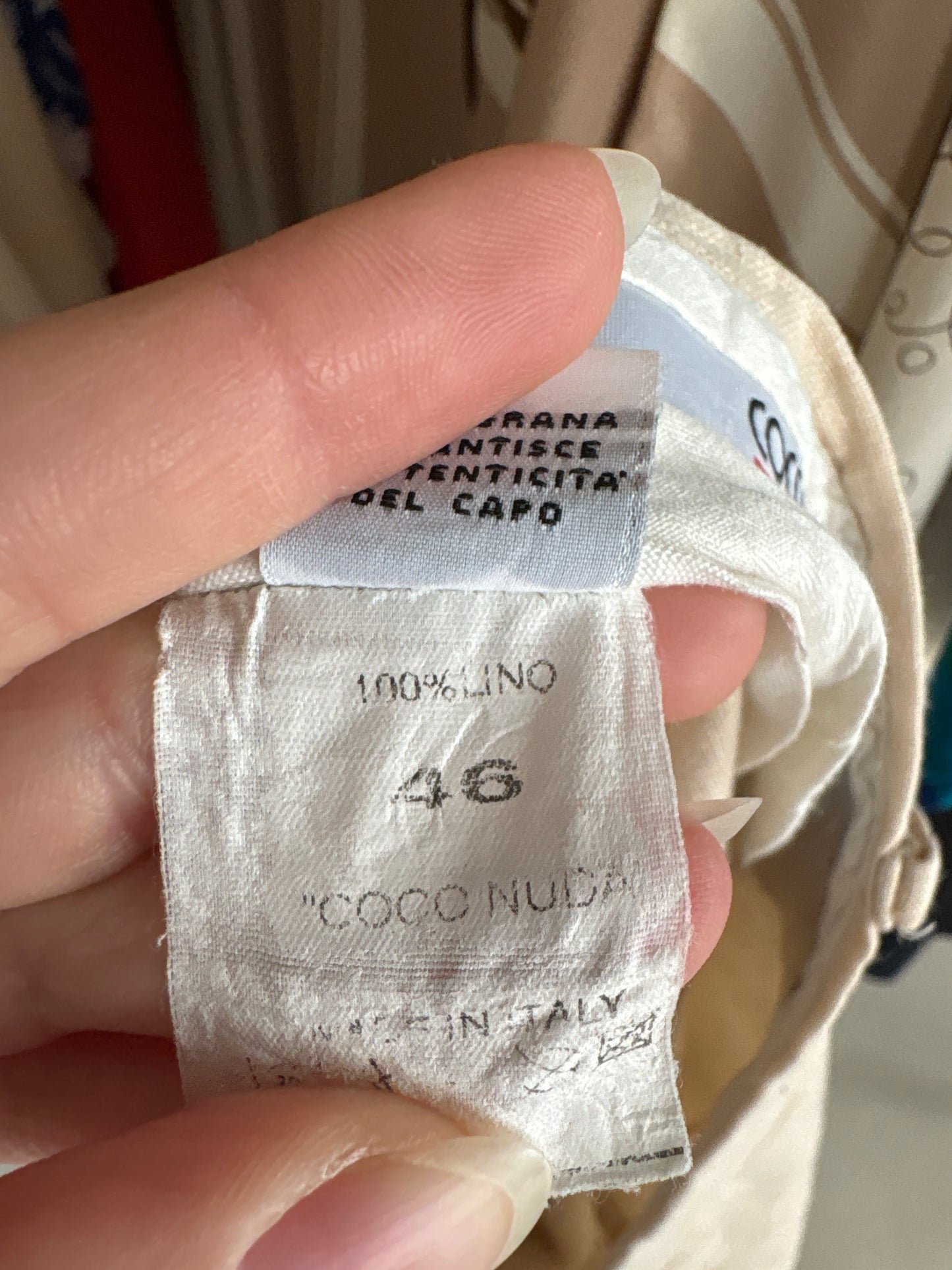 Pantaloni italienești premium camel în din in excepțional în croi drept petite