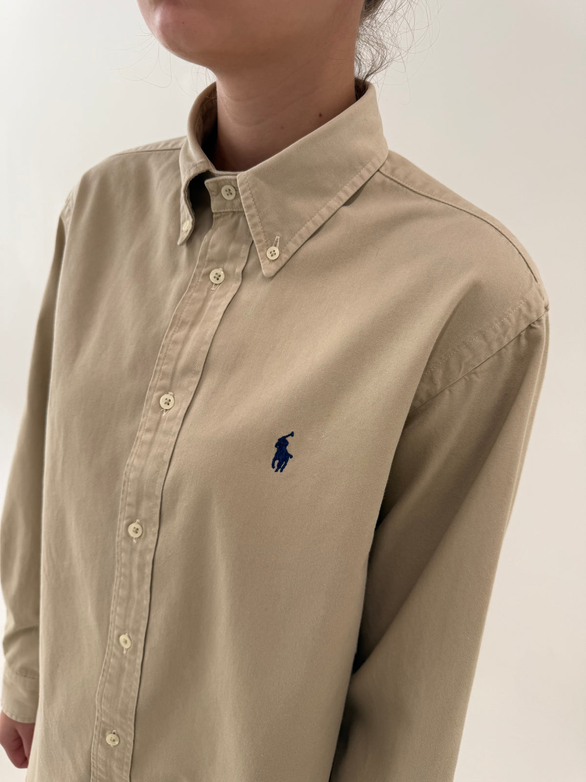 Cămașa Ralph Lauren camel din canvas gros de bumbac