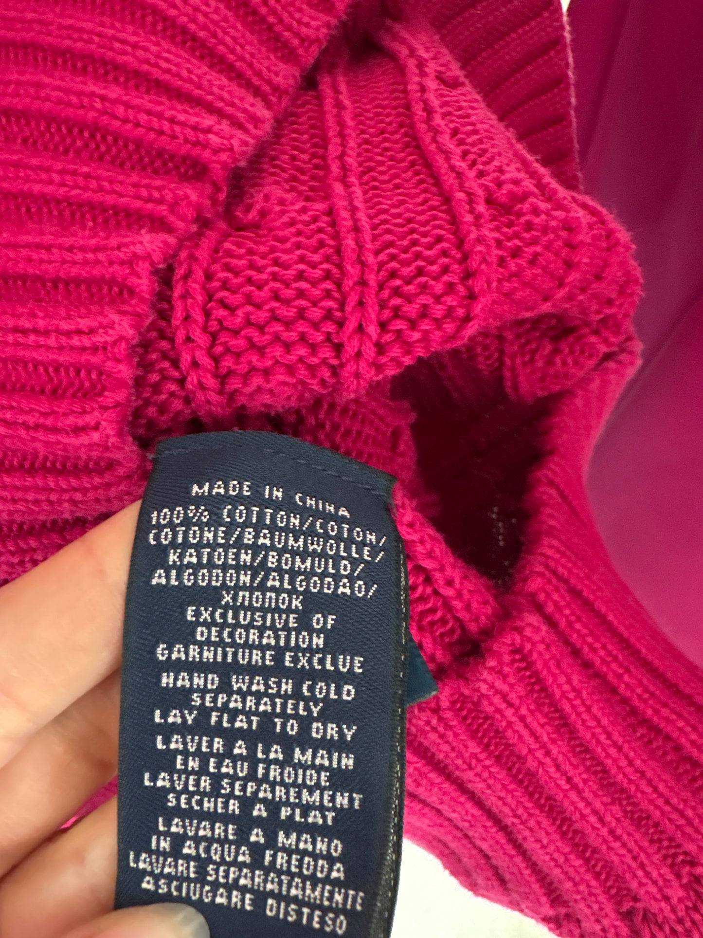 Pulover cu torsade fucsia Ralph Lauren din bumbac cu torsade