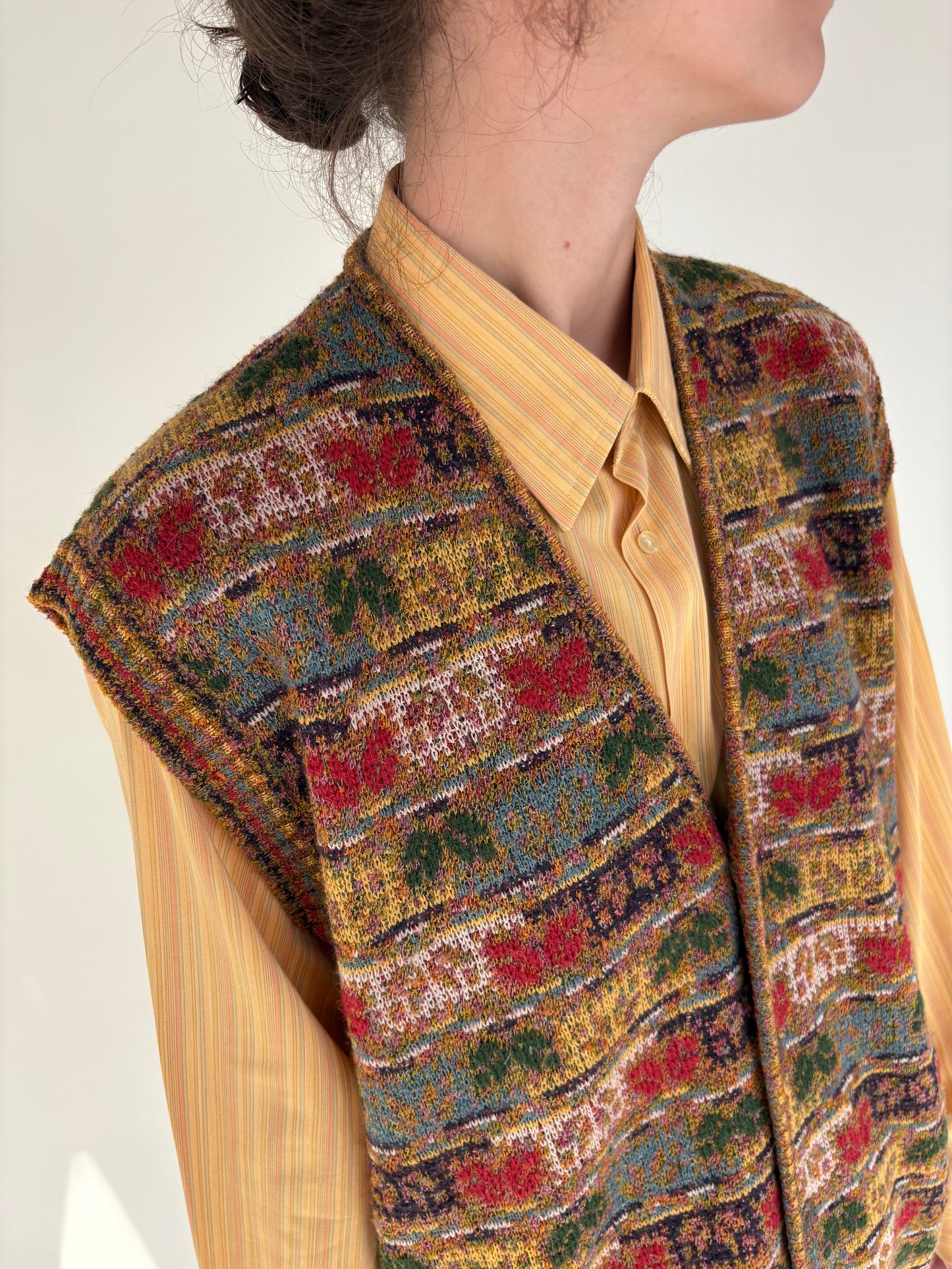 Vestă italiană vintage în stil Missoni din lana și mătase naturală