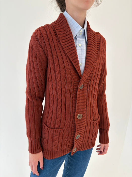 Cardigan gros tip jachetă din lana de gramaj mare cu torsade