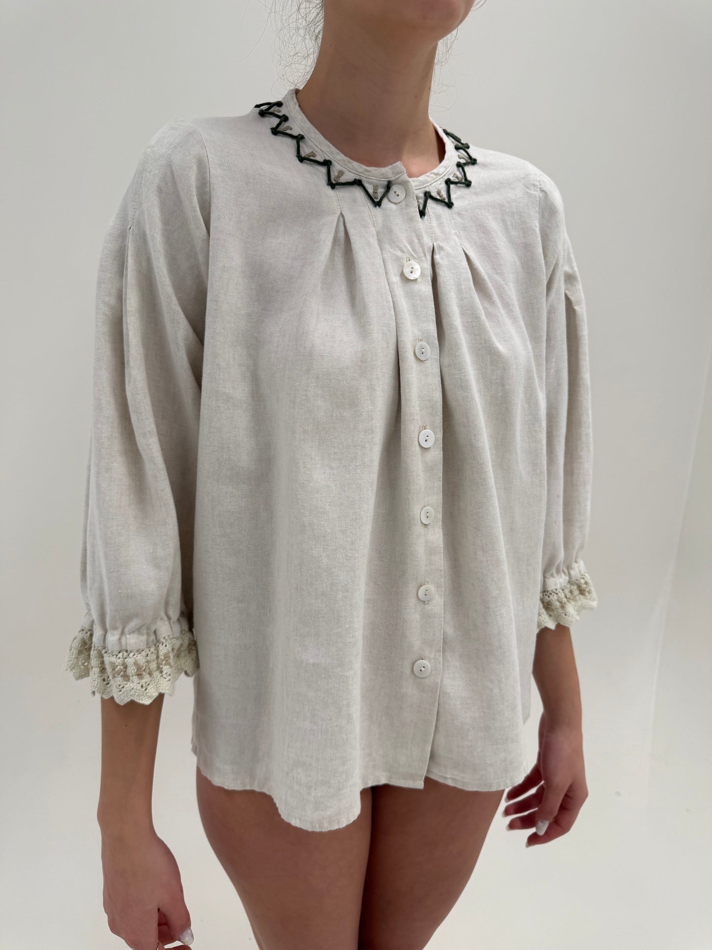 Cămașa de brand luxury Sportalm din pânză excepțională de in cu broderie