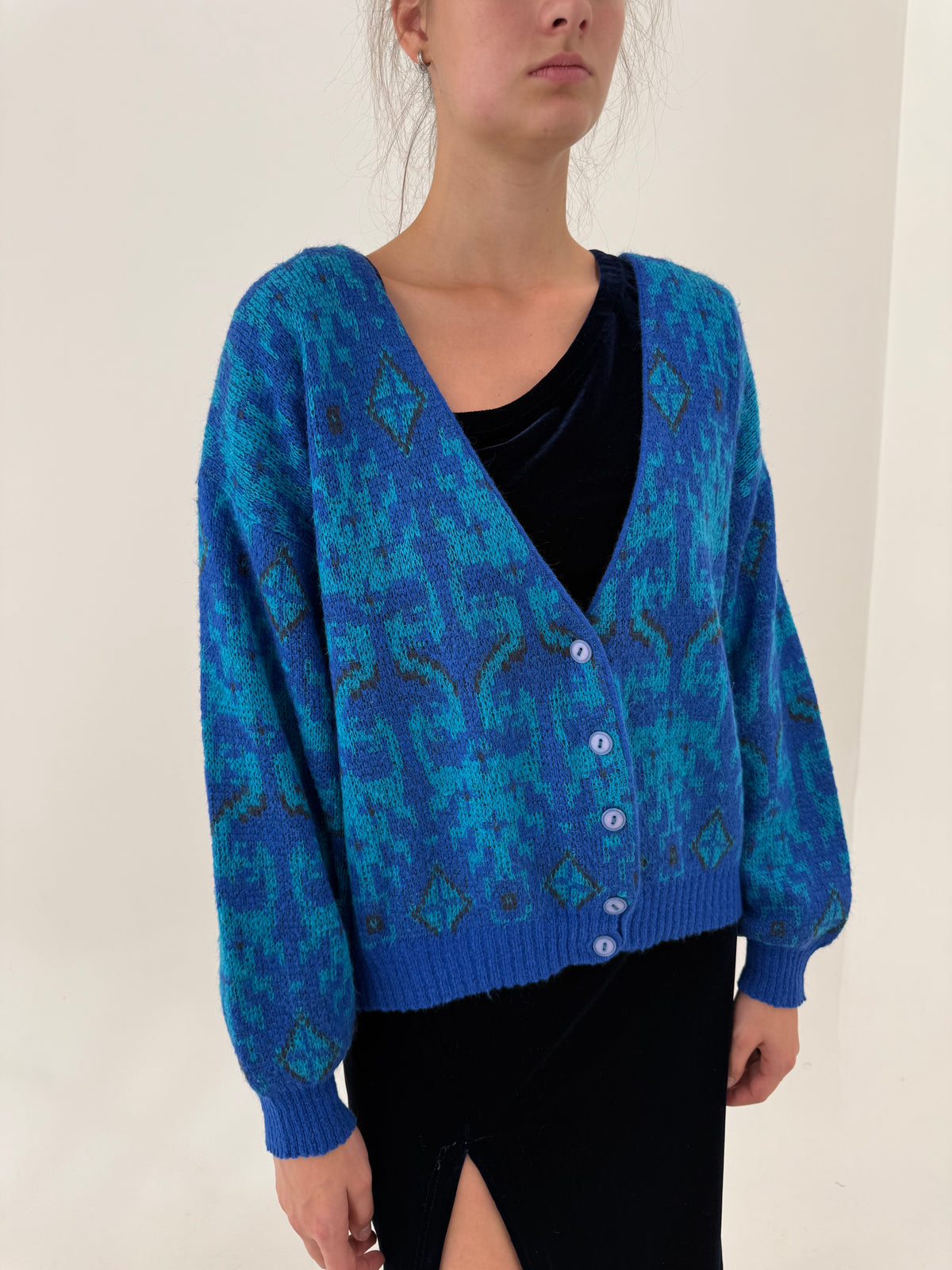 Cardigan gros tip jachetă în culori superbe din mix de lana cu mâneci ample