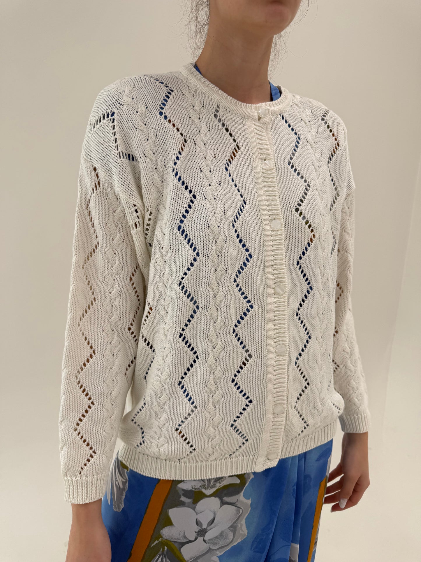Cardigan vintage din Bumbac excepțional dantelat in croi lejer