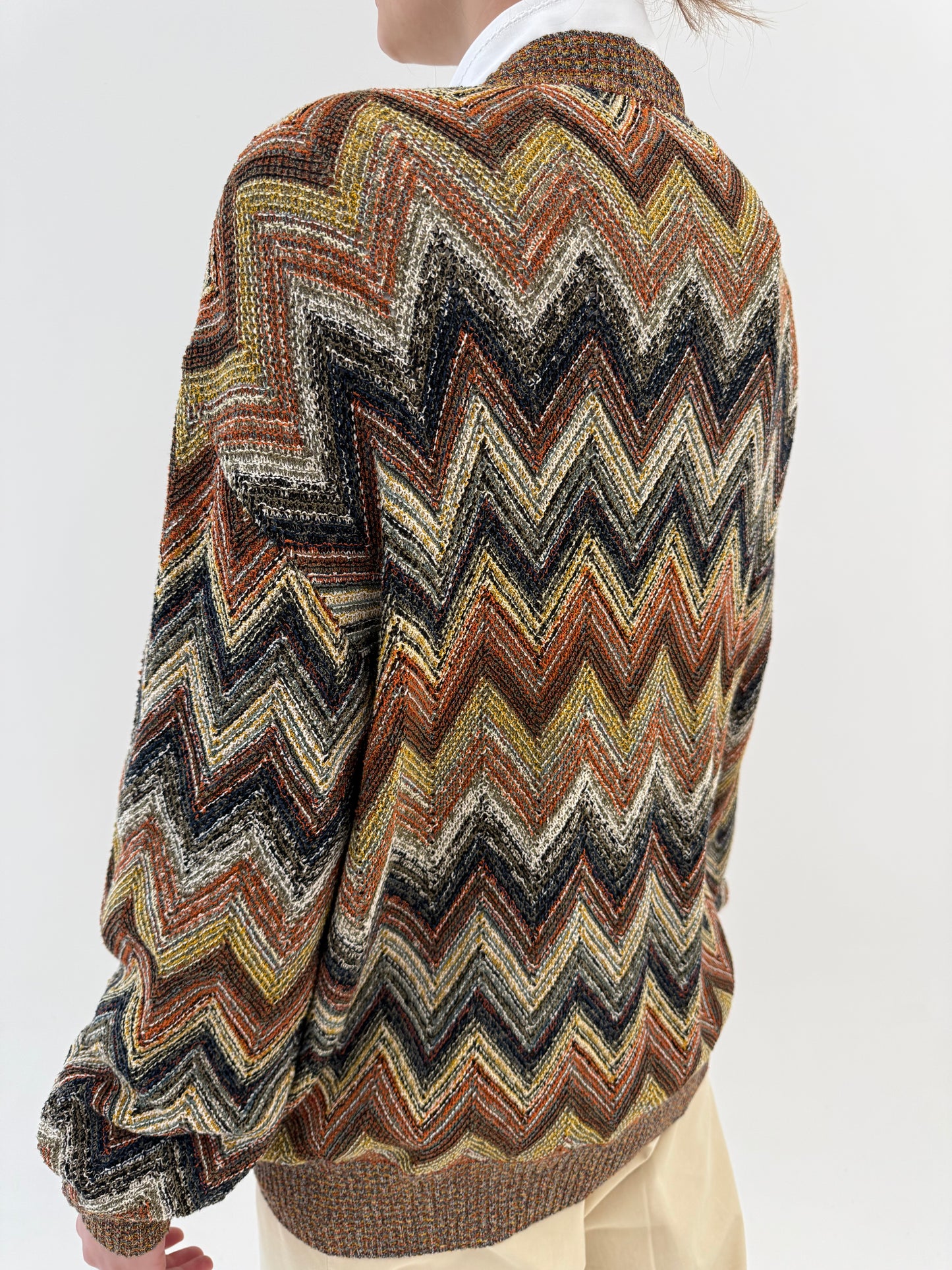 Cardigan ultra luxury Missoni din jerse de vara din bumbac cu in