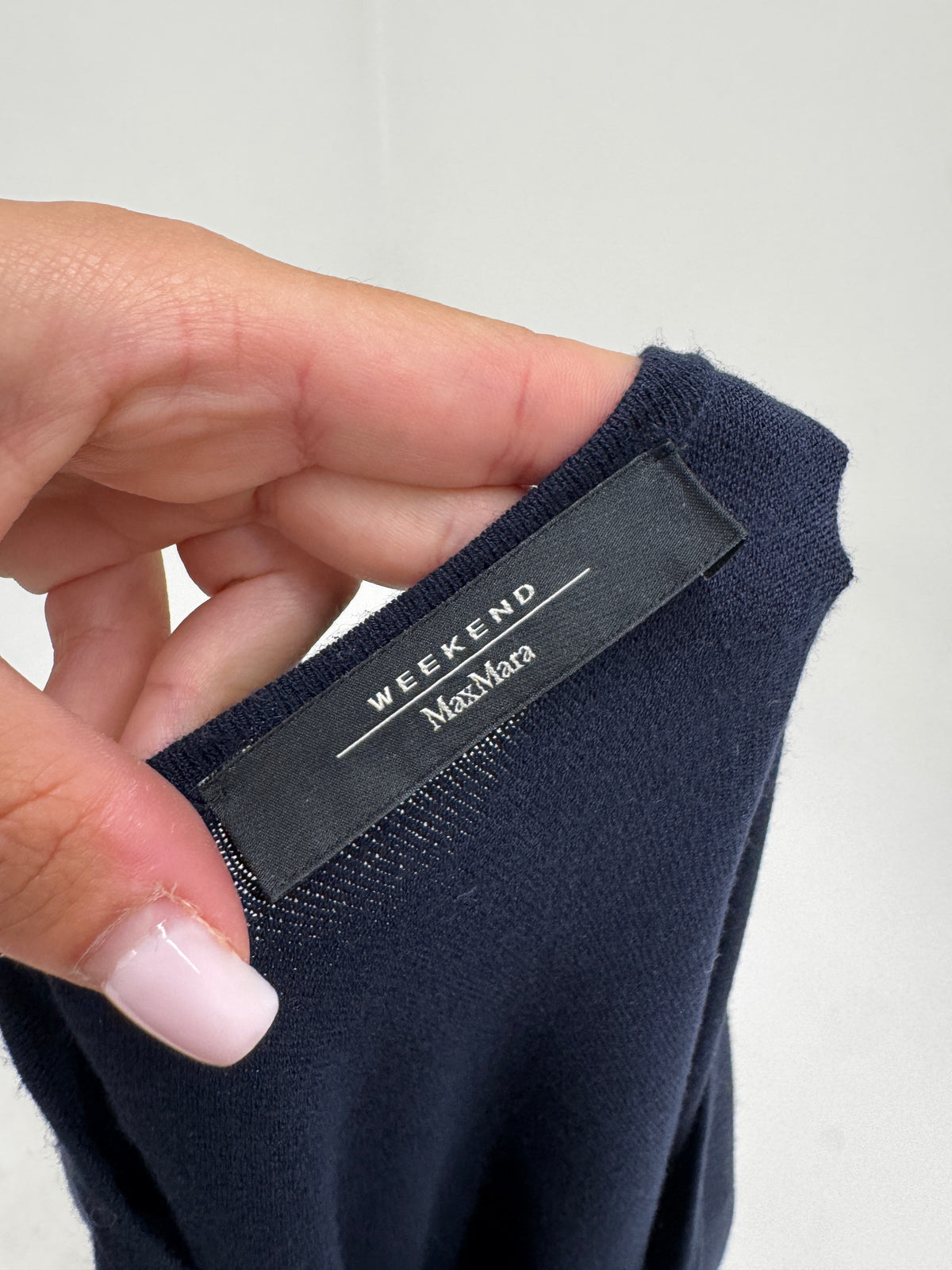 Pulover Max Mara în croi oversized din bumbac Navy blue V neck