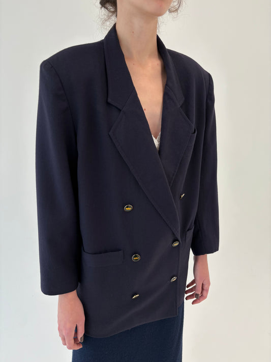 Sacou vintage Navy petite din lana extrafina cu închidere dublă