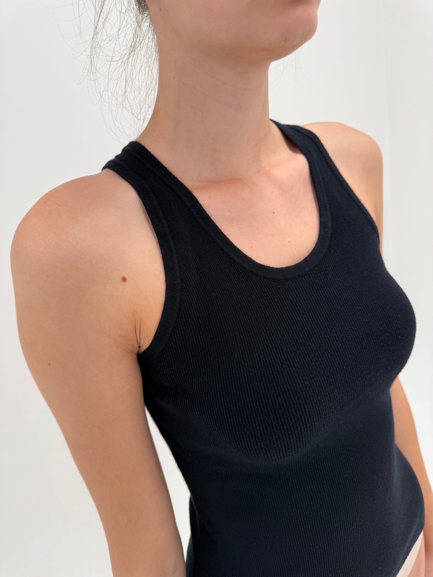 Top luxury Elisabeta Franchi din bumbac ribbed cu logo pe spate