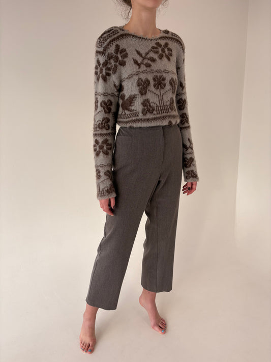 Pantaloni light taupe din stofita ultra confort modelatoare în croi clasic