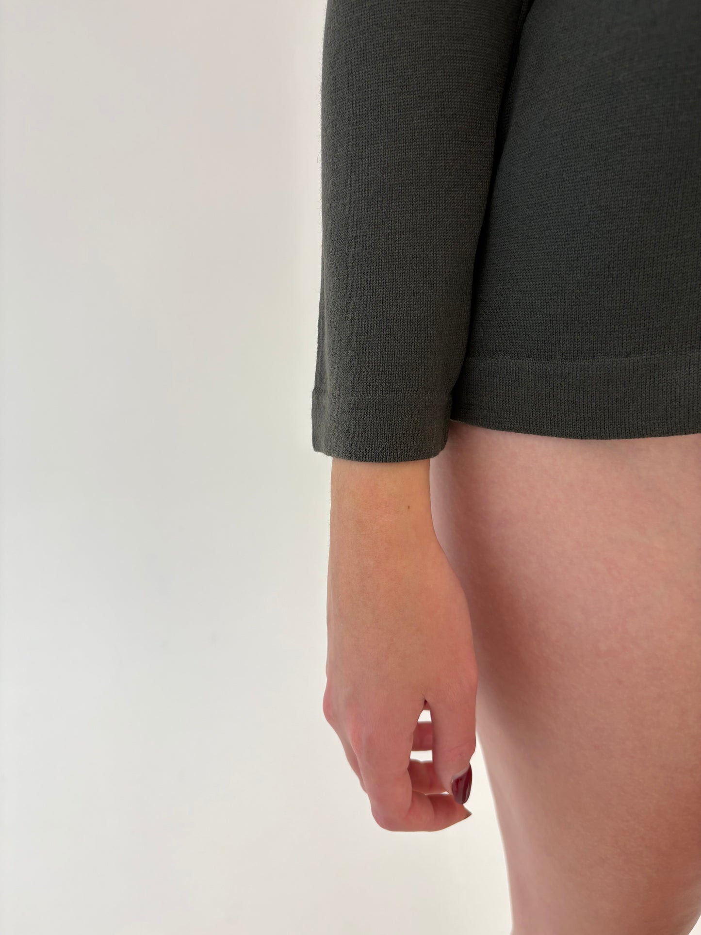 Pulover dark green din lana merino de gramaj mare