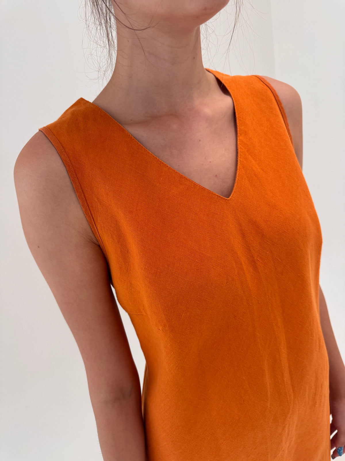 Rochie italiană pumkin orange din in premium in bie