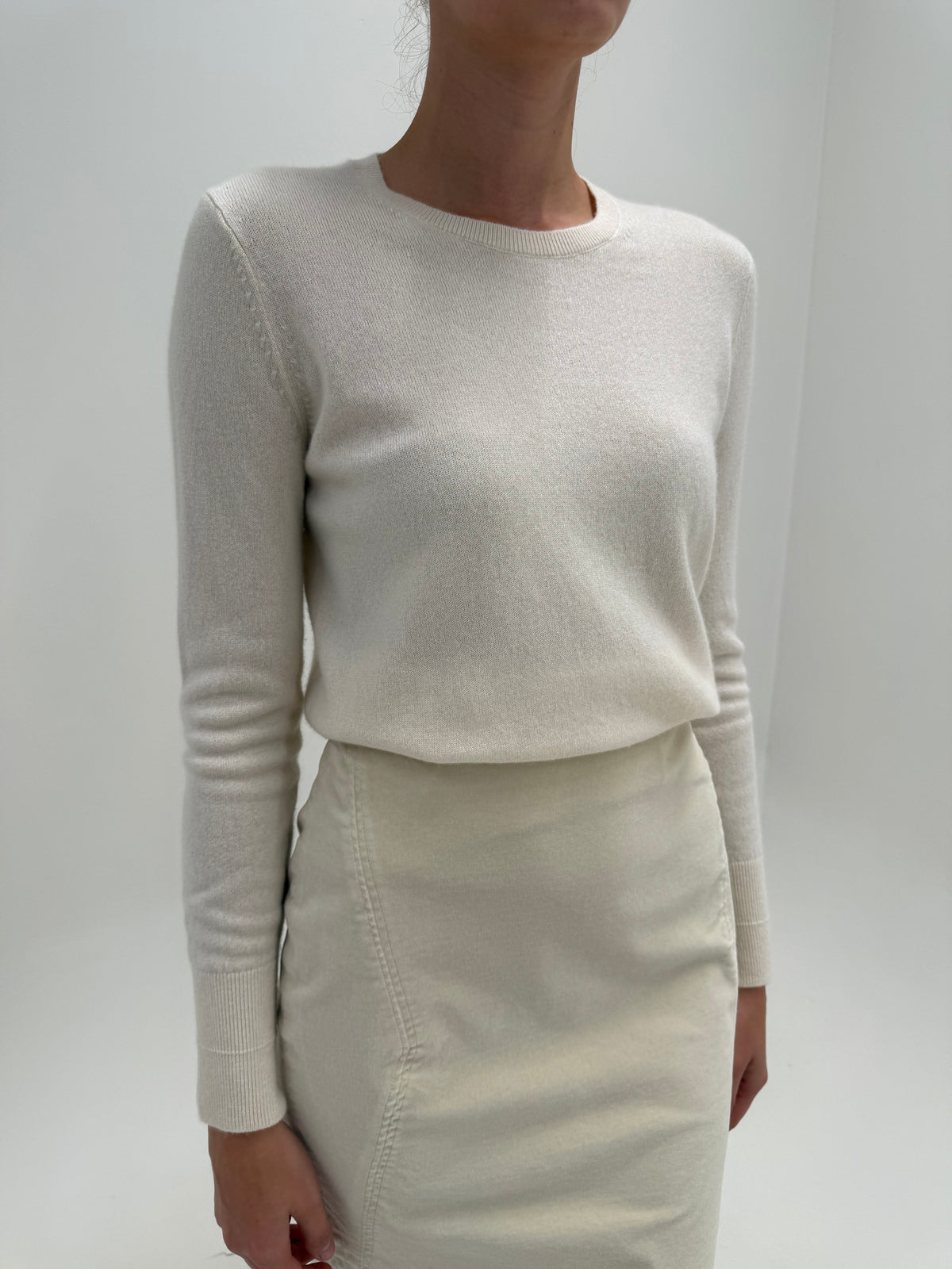 Pulover din cașmir butter white crew neck