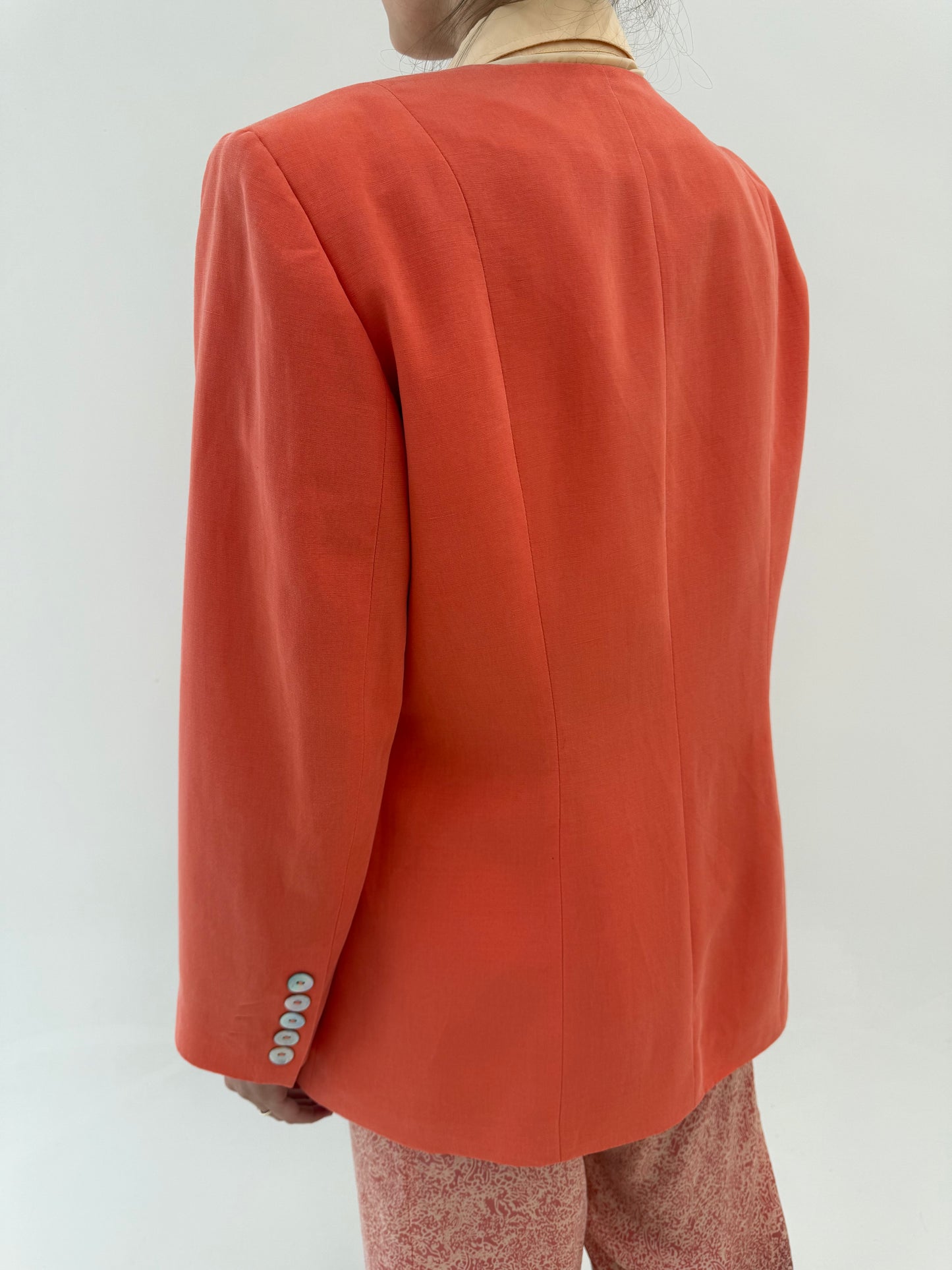 Sacou vintage ultra chic retro modern salmon orange din in și modal