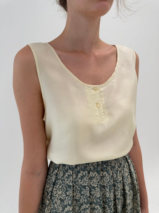 Top minimalist din mătase naturală butter yellow
