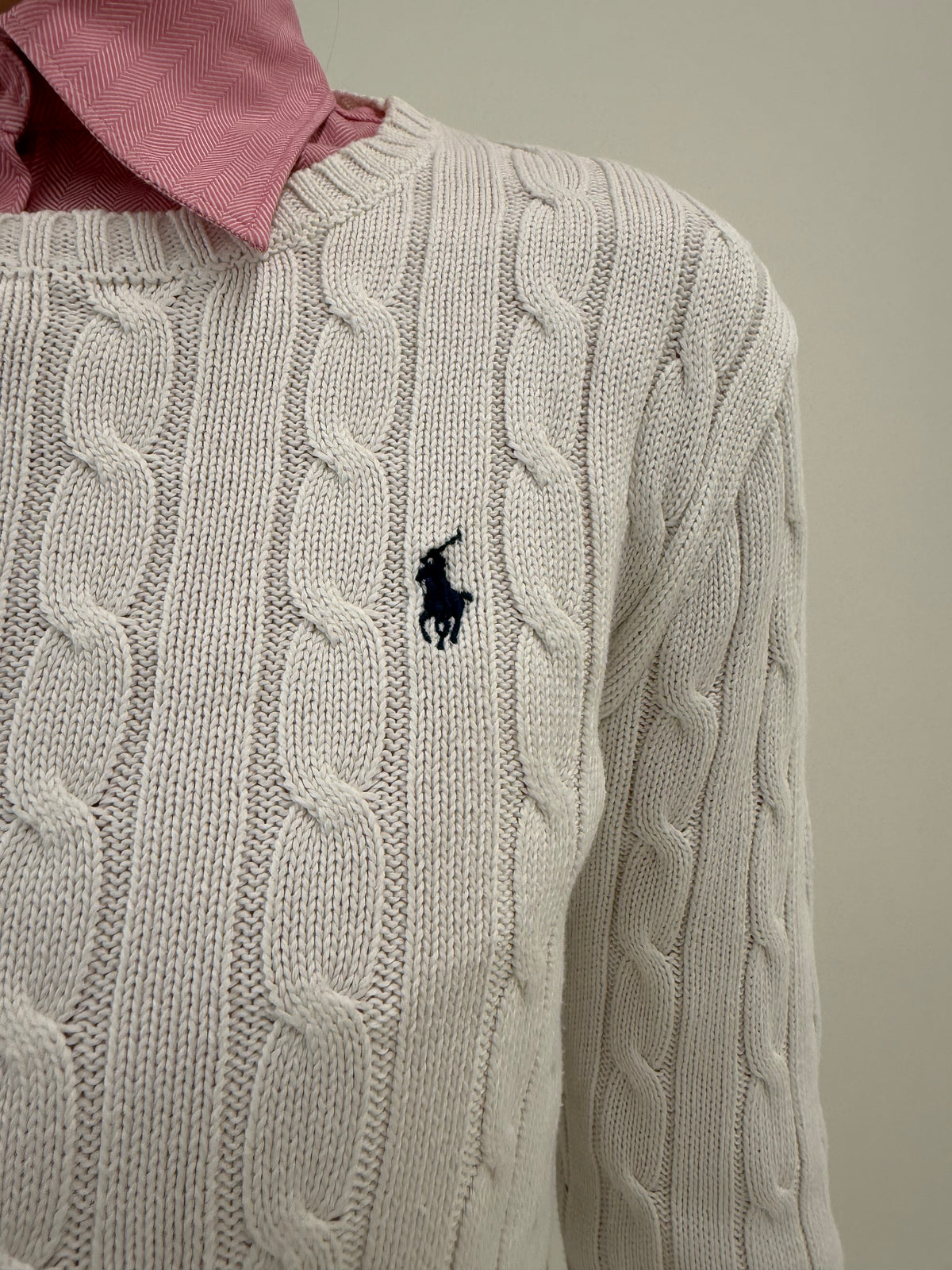 Cable knit clasic Polo Ralph Lauren din bumbac de gramaj mare