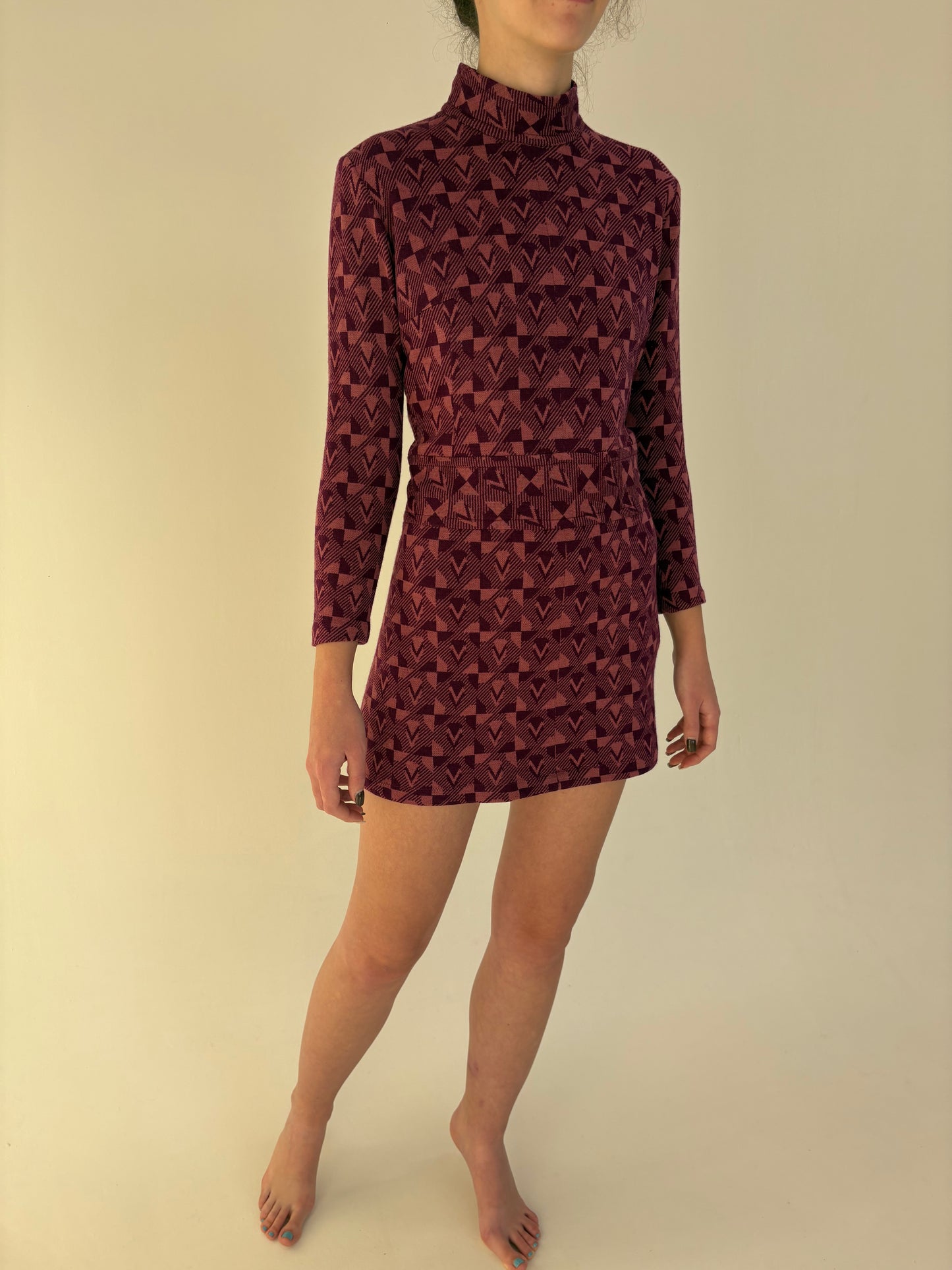 Rochie mini old vintage din lana extrafina early 70’s