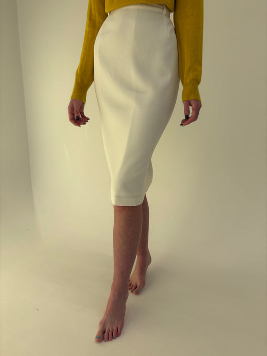 Fustă conică cu talie ultra înaltă marcată din lana extrafina de la zi la seară