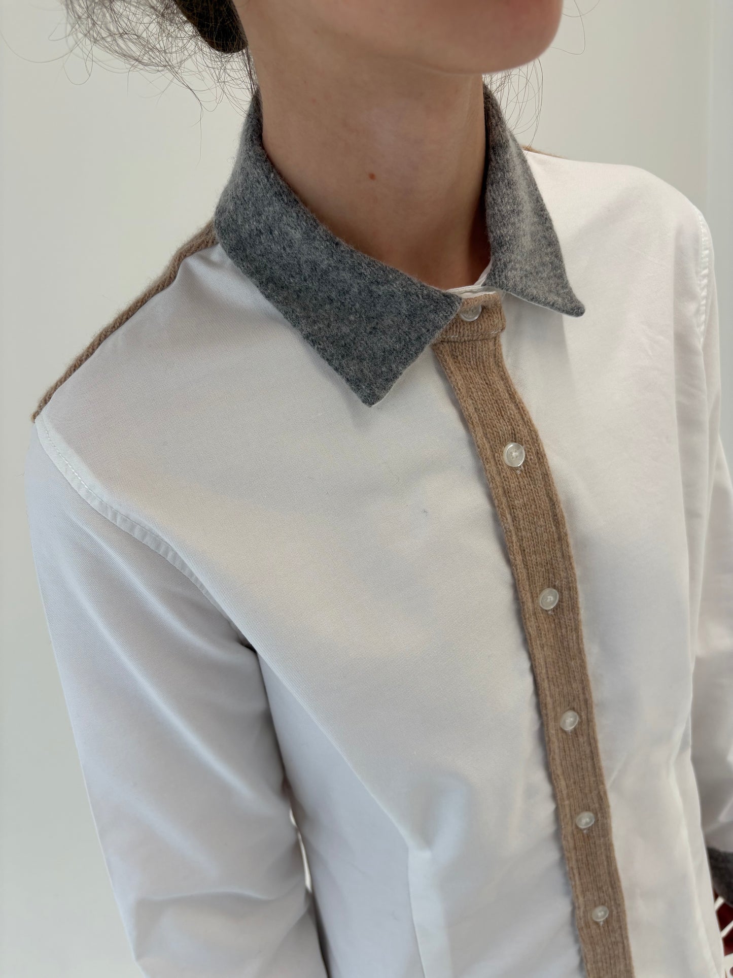 Cămașa premium din poplin de bumbac cu inserții de lana extrafina