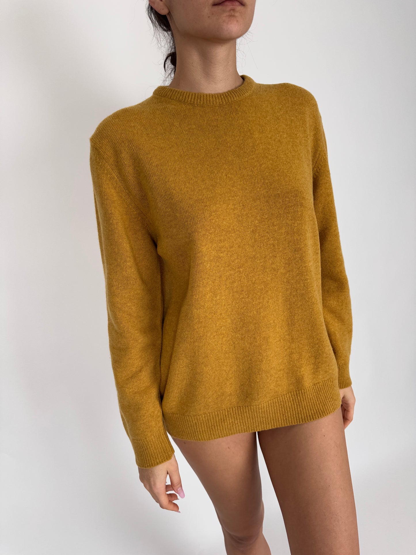 Pulover mustard yellow 80% lana extrafina groasă