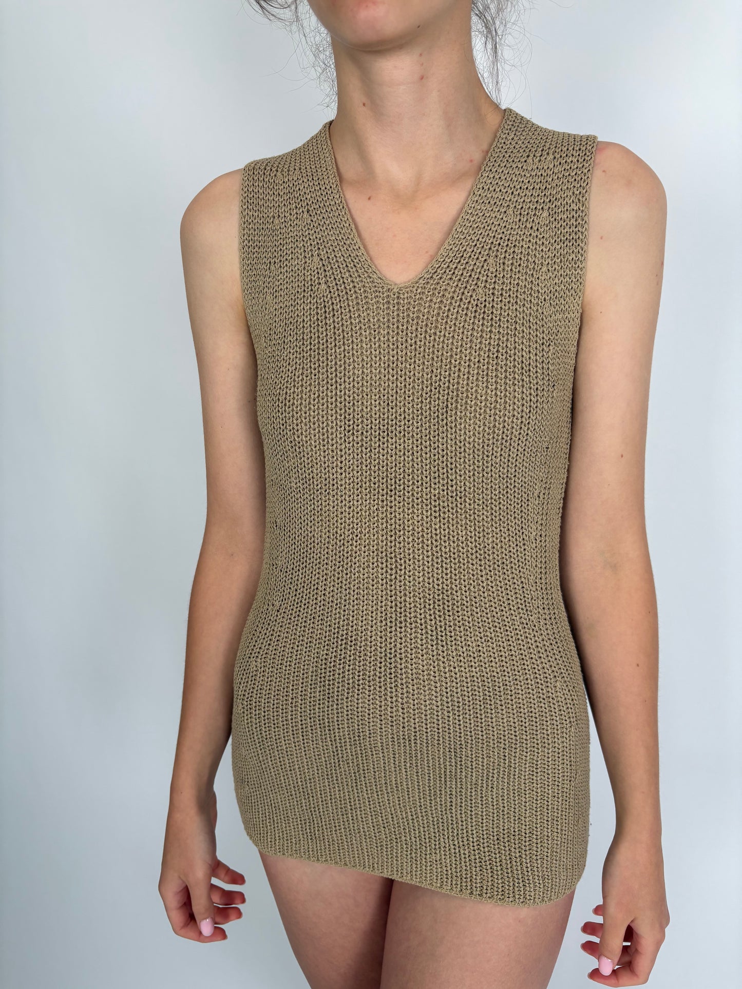 Top dark nude din jerse premium de vară