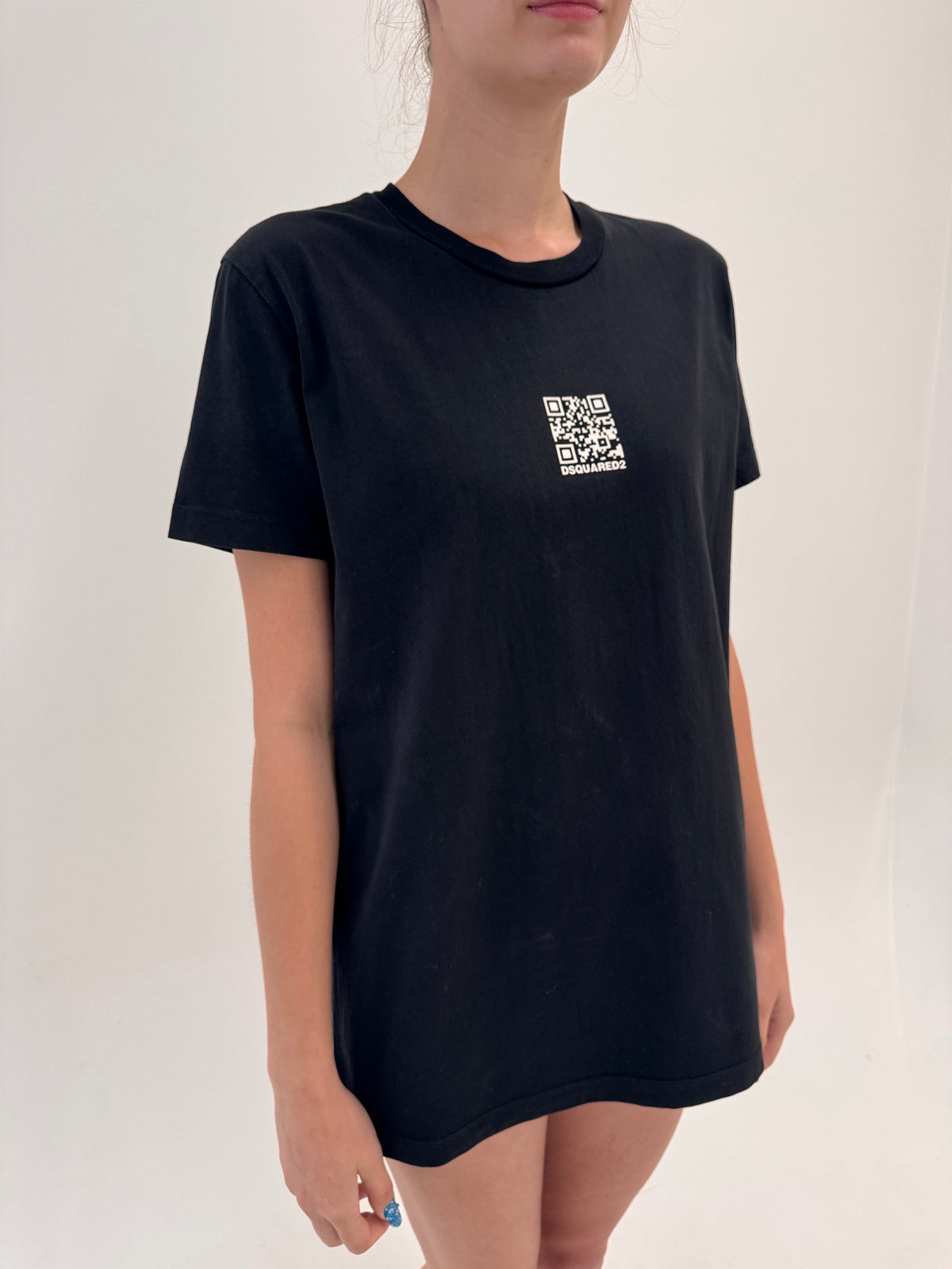 Top negru Dsquared din bumbac premium de gramaj mare
