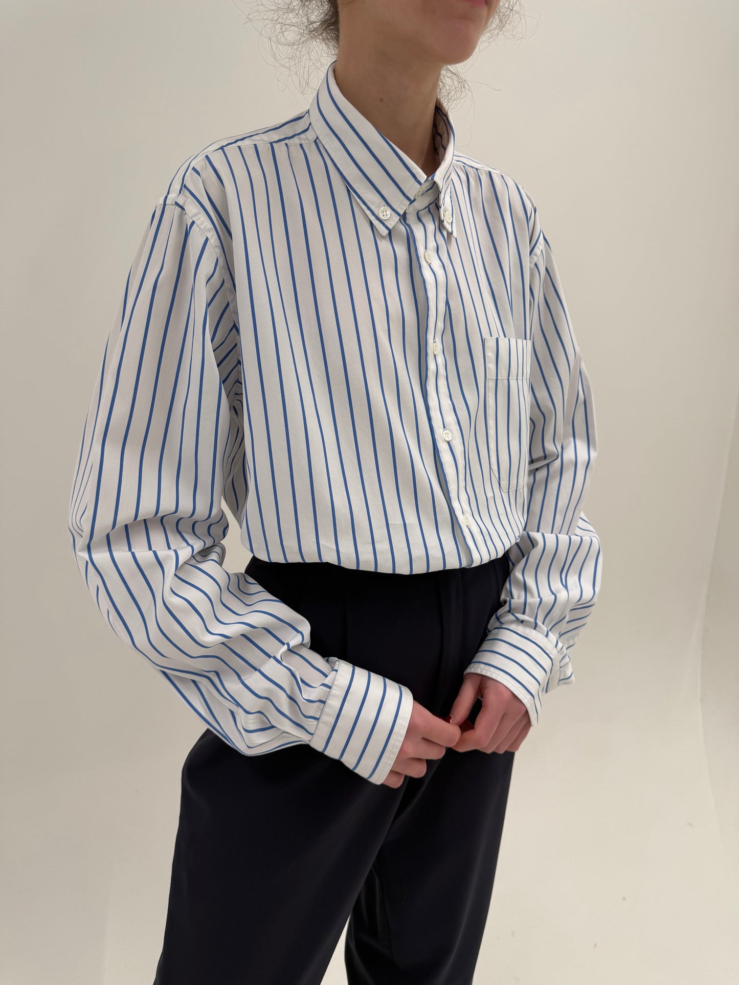 Cămașa high end italiană din bumbac egiptean cu dungi albastre