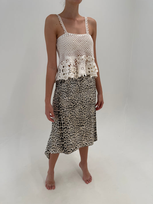 Fustă Roberto Cavalli din mătase matuala animal print -model iconic