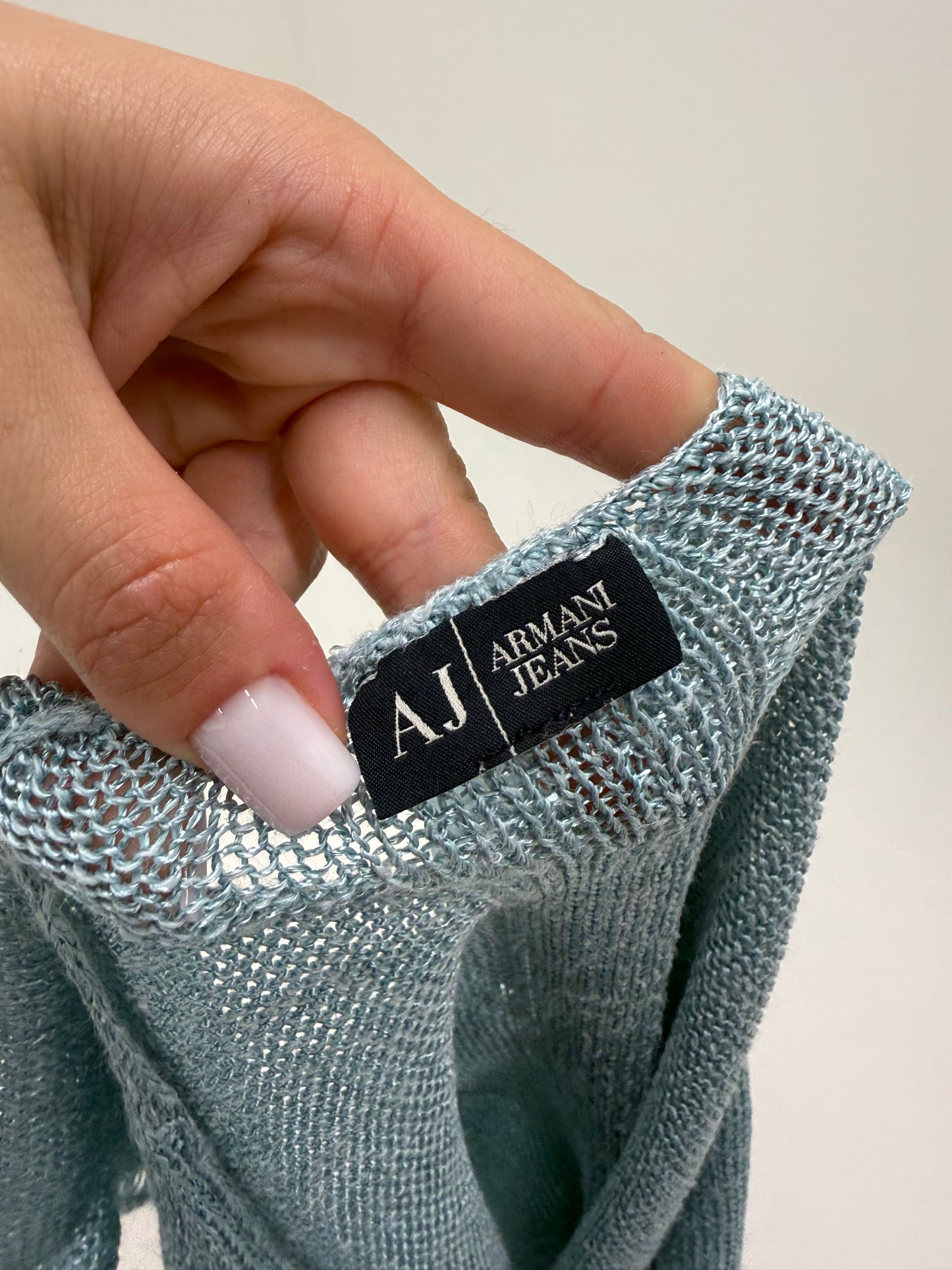 Set Armani din soft knit vaporos de vară dusty baby blue