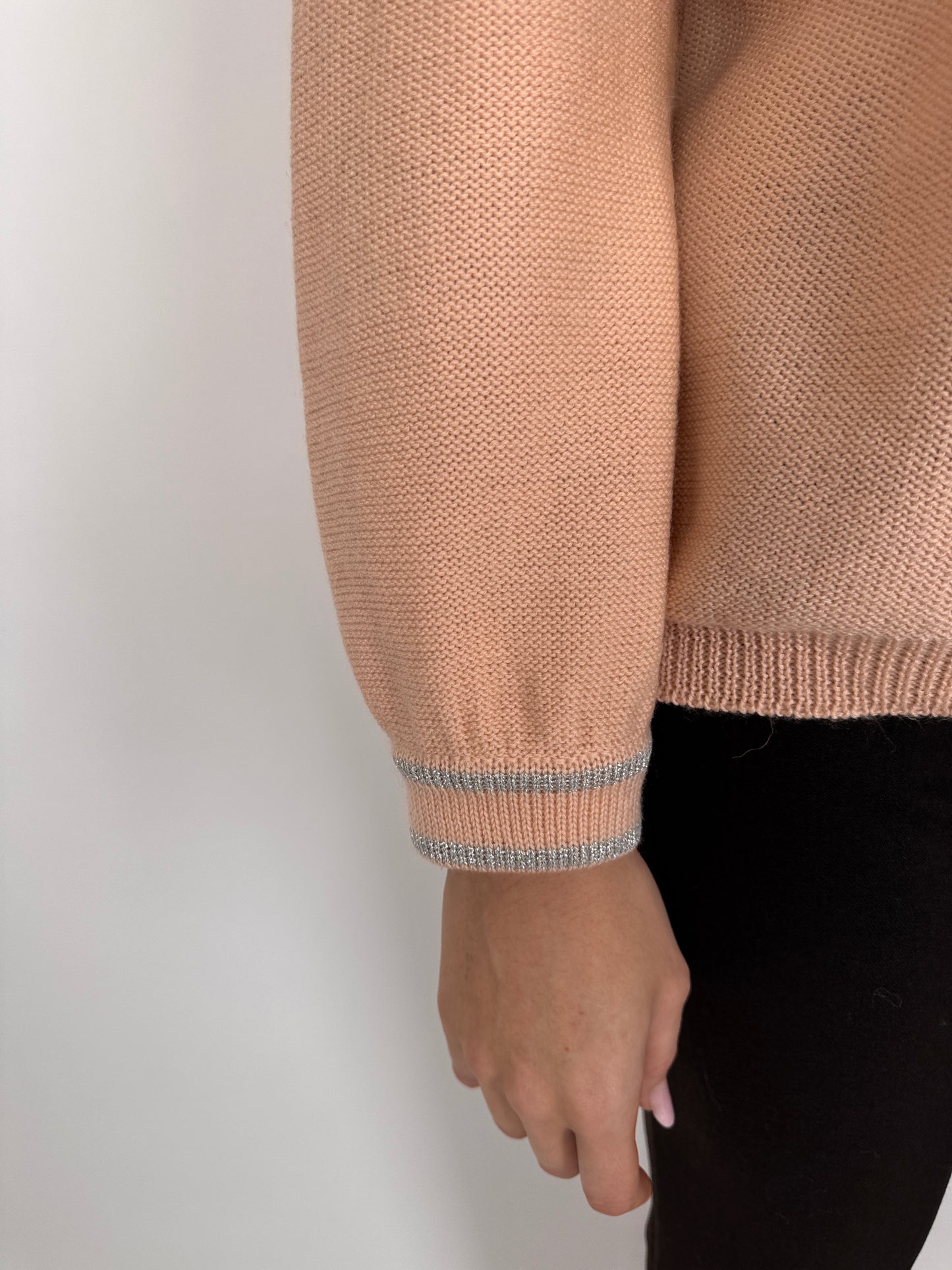 Cardigan gros excepțional peach din tricot texturat de lana pura extrafina