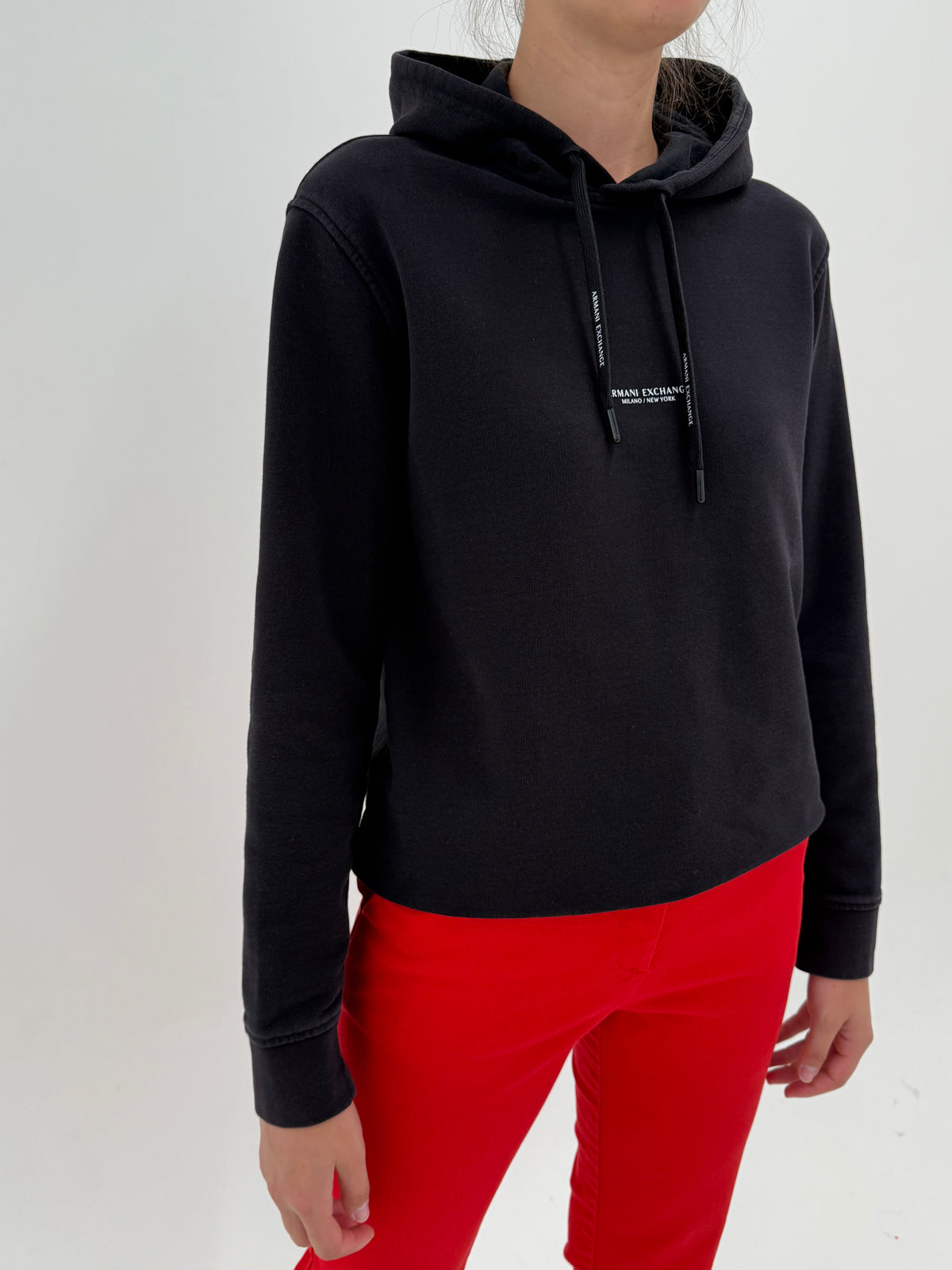 Hanorac Armani negru din bumbac gros