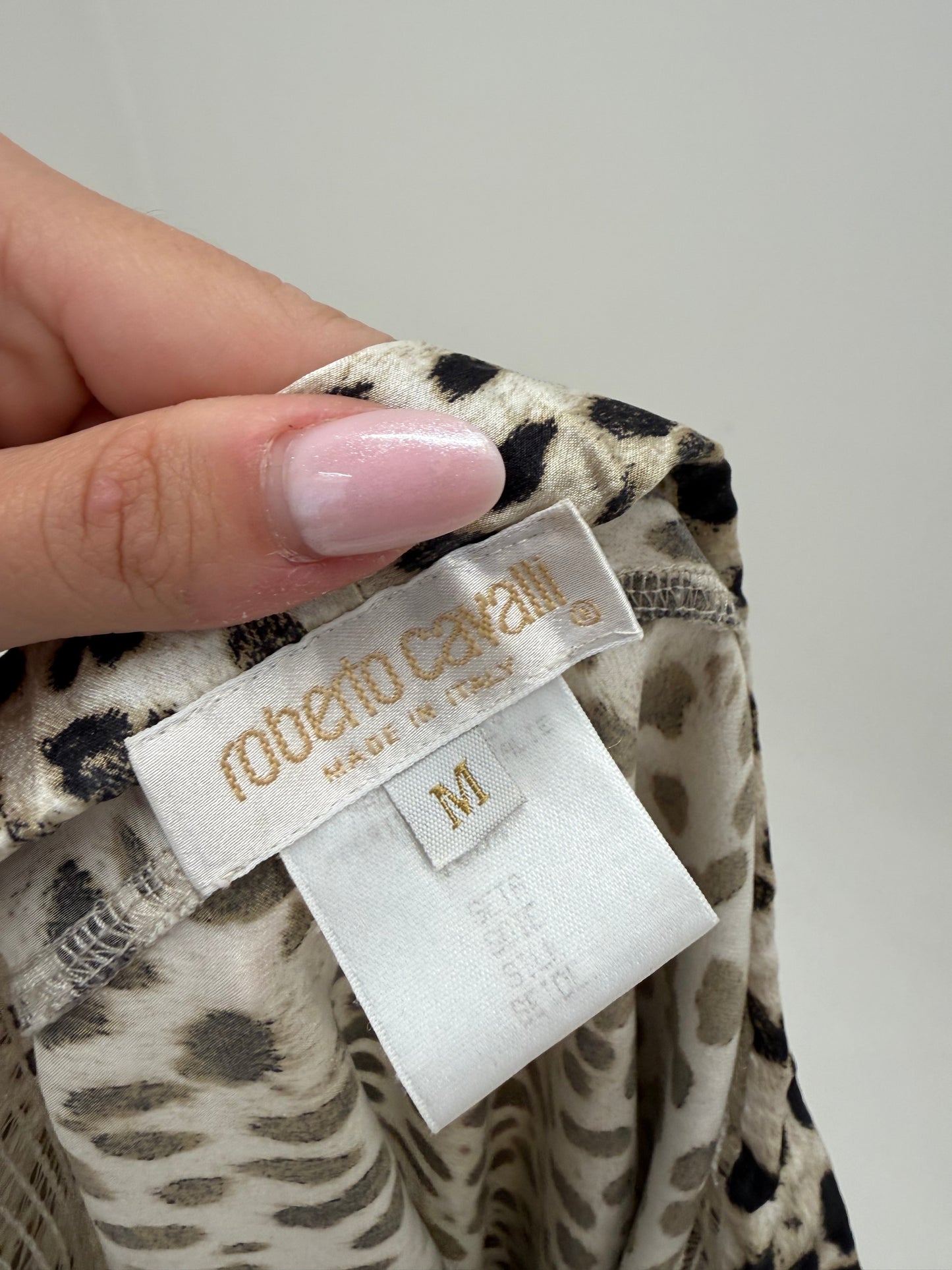 Fustă Roberto Cavalli din mătase matuala animal print -model iconic