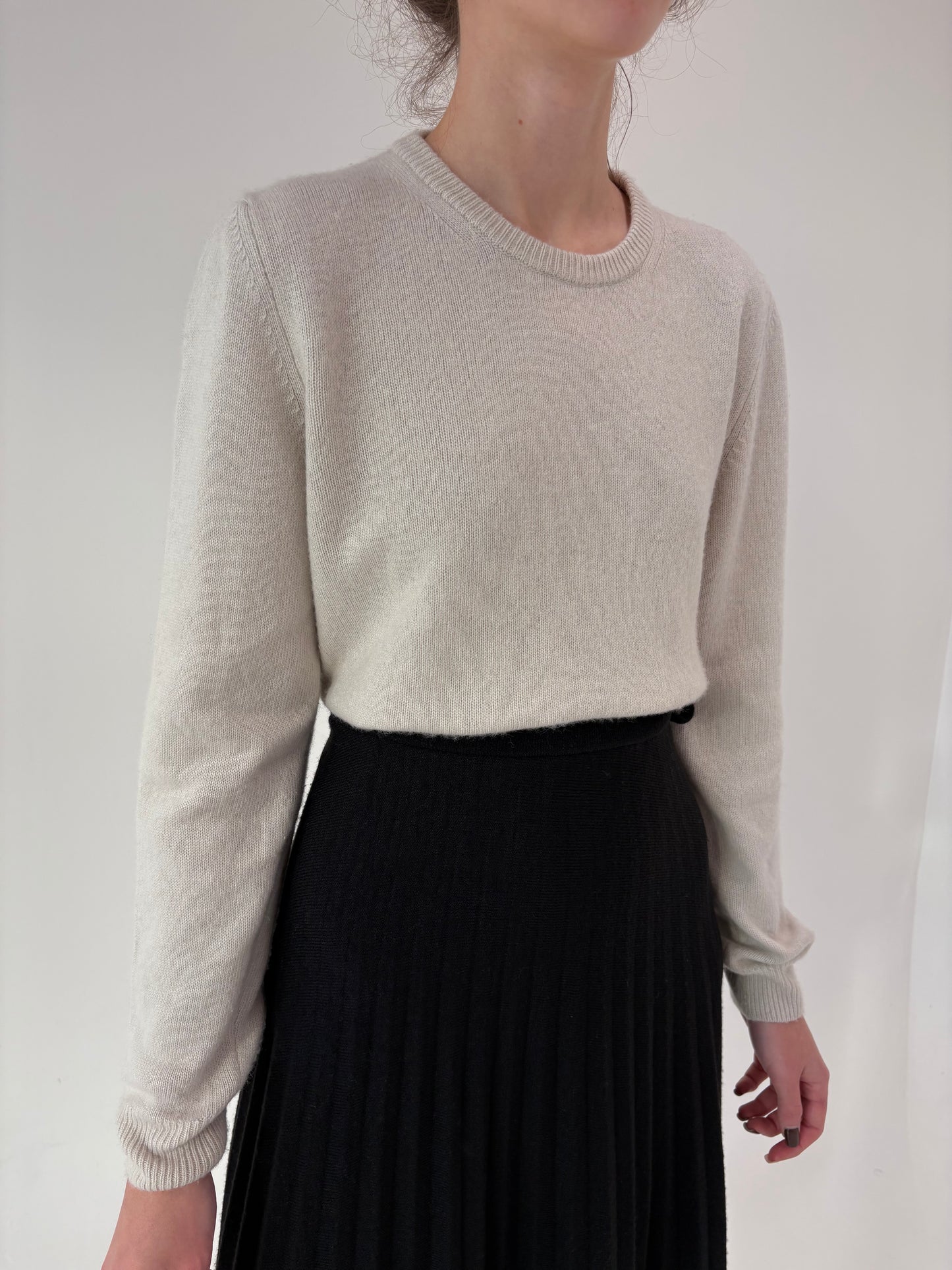 Pulover italian off white din cașmir multiply de gramaj mare