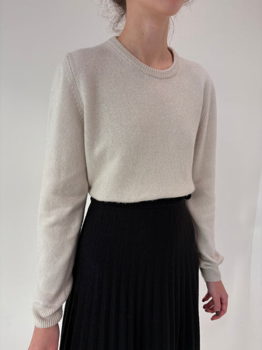 Pulover italian off white din cașmir multiply de gramaj mare