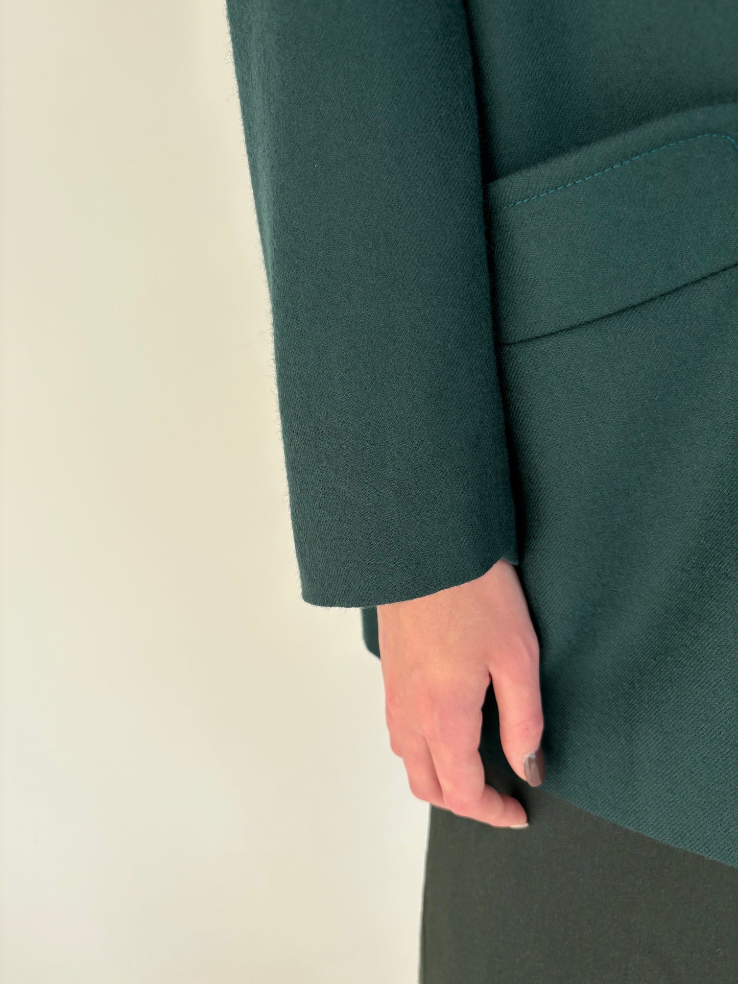 Sacou plus size forest green din lana pura extrafina certificată