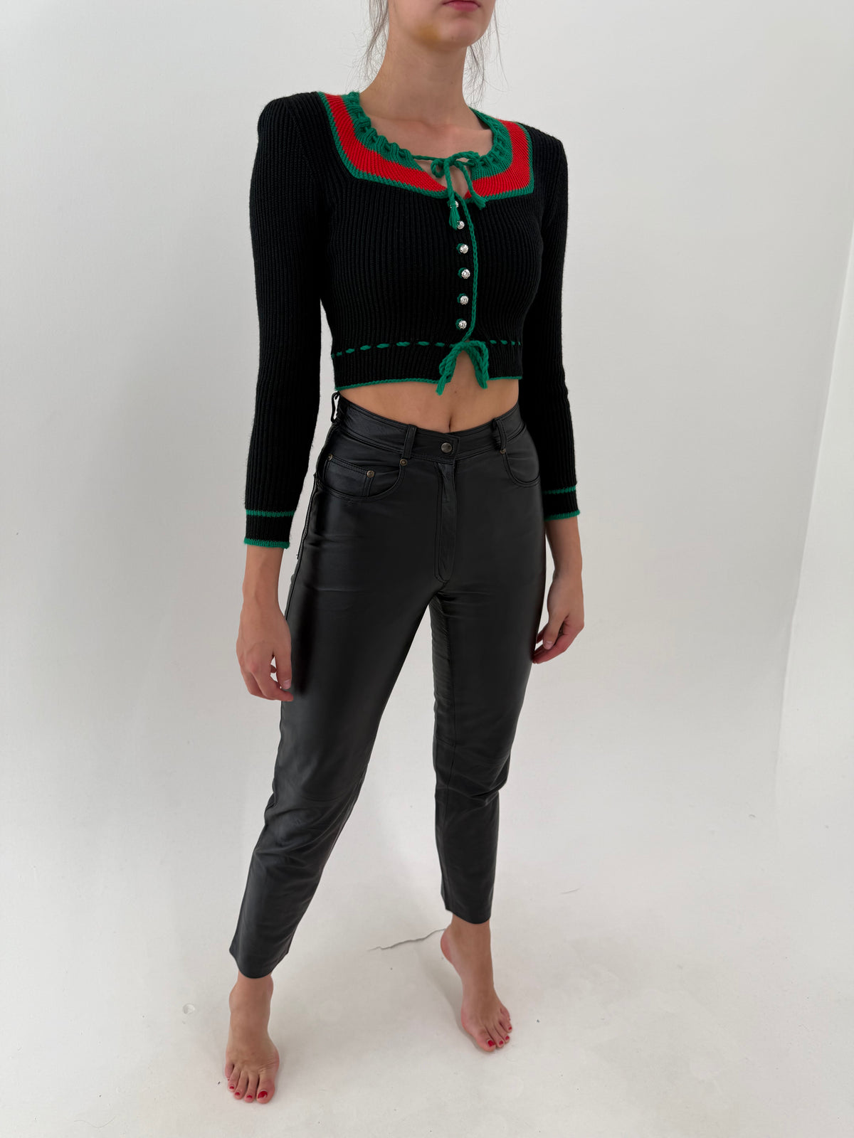 Pantaloni din piele naturală mănușă