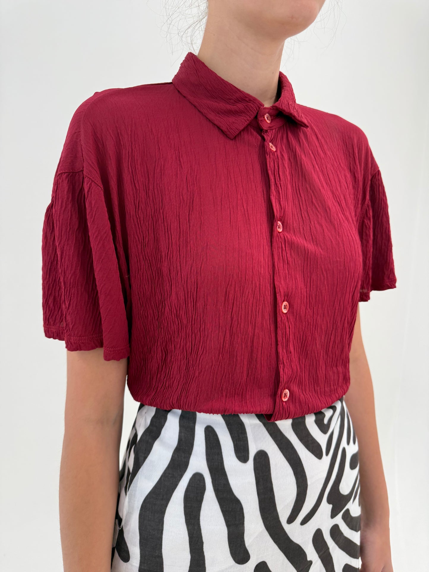 Cămașa ultra luxury Armani burgundy no iron in croi clasic atemporal