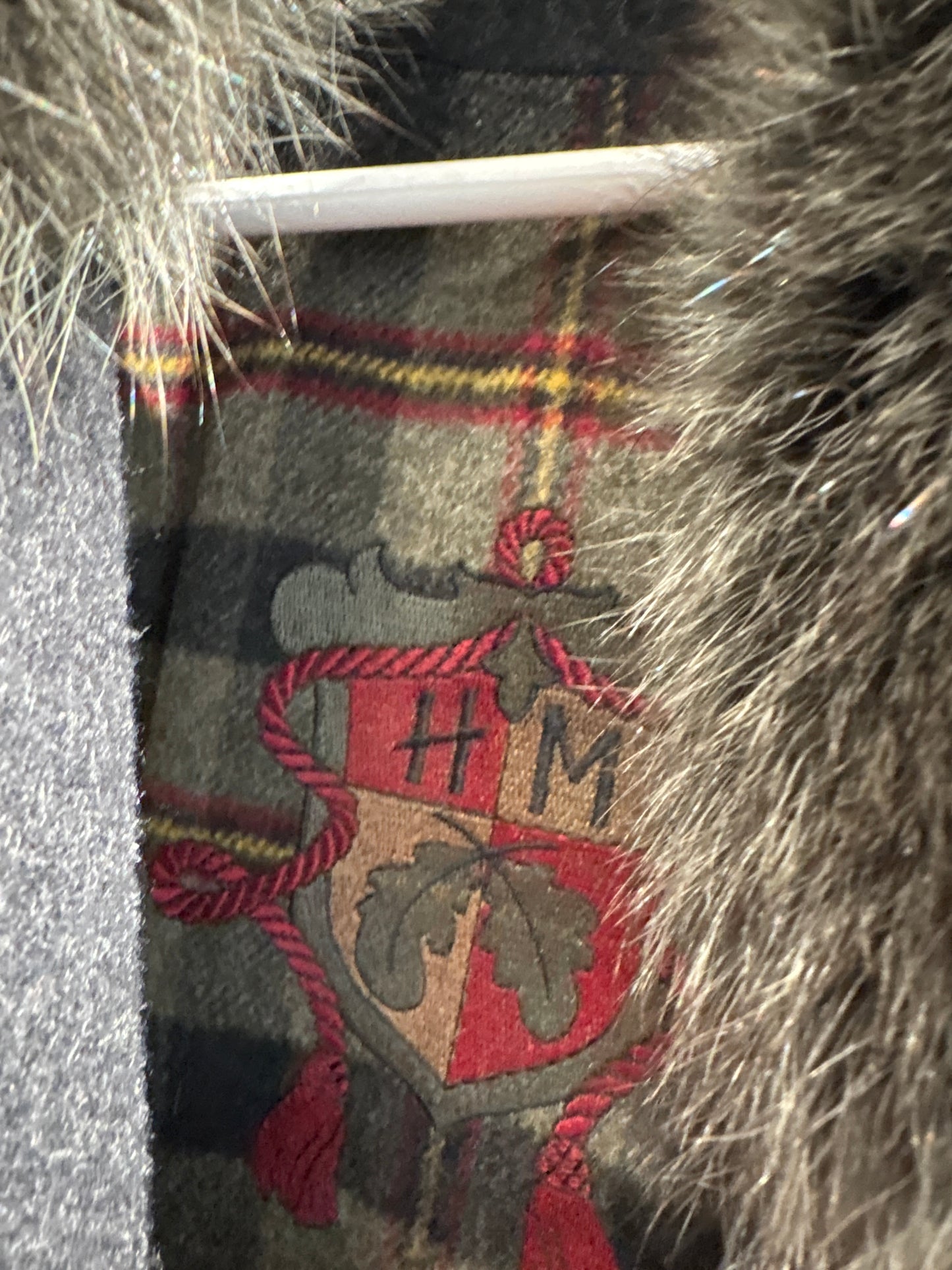 Palton dark green petite din lana groasă structurată cu blana naturală