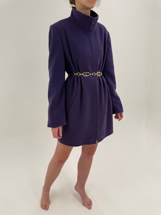 Palton din cașmir și lana extrafina în croi minimalist lavender