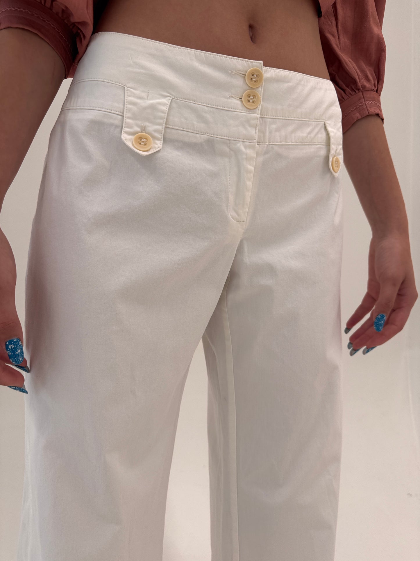 Pantaloni evazați gama Max Mara din poplin ultra confort de bumbac