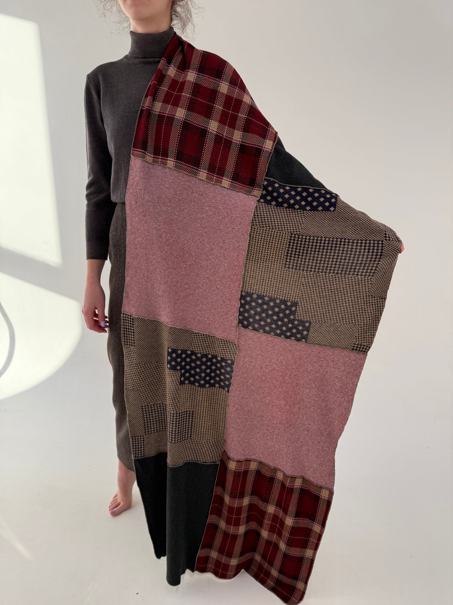 Shawl Patchwork din diferite materiale naturale
